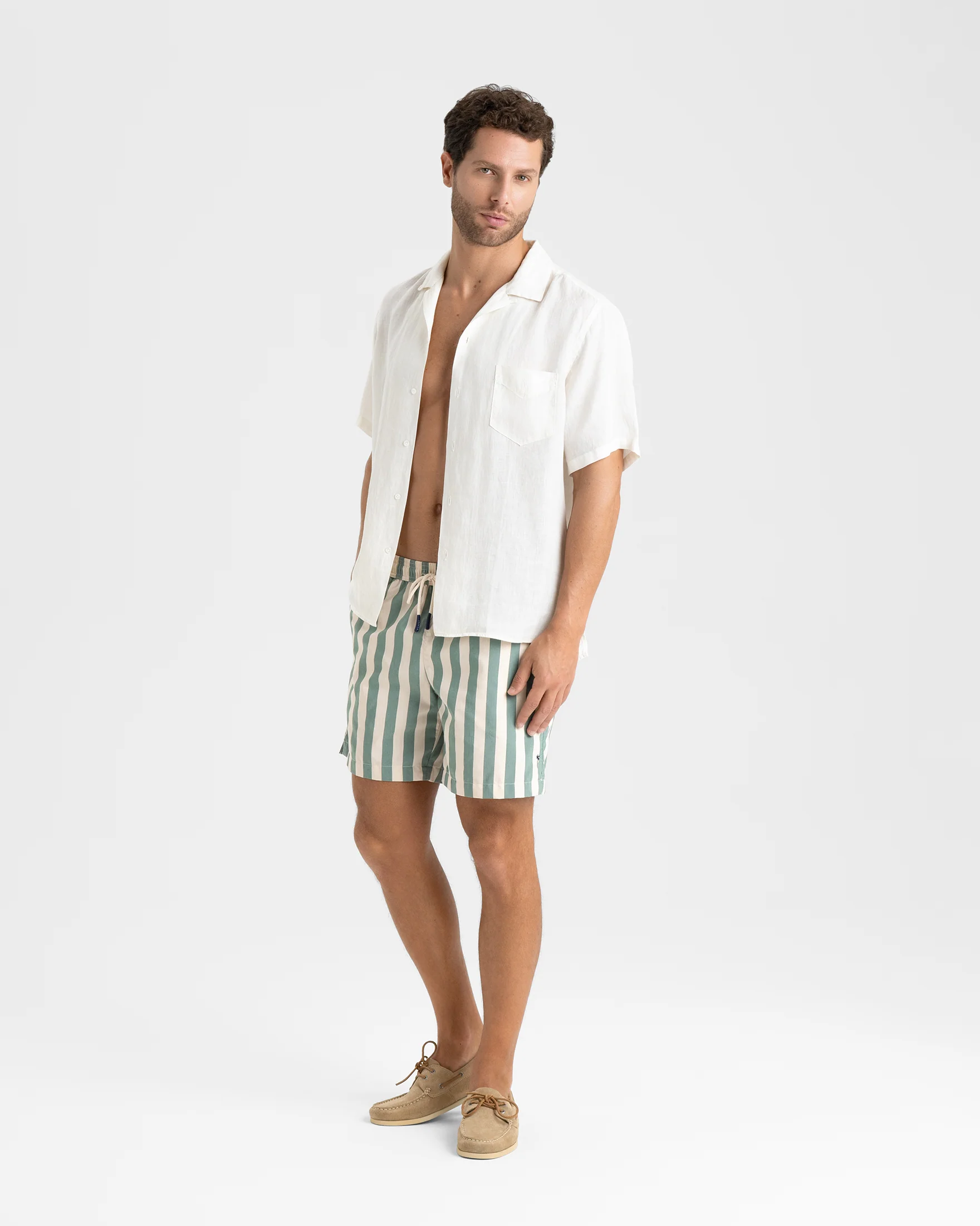 Printed Macro Stripes Swim Shorts - C05PM - Kaki Green - Image 4