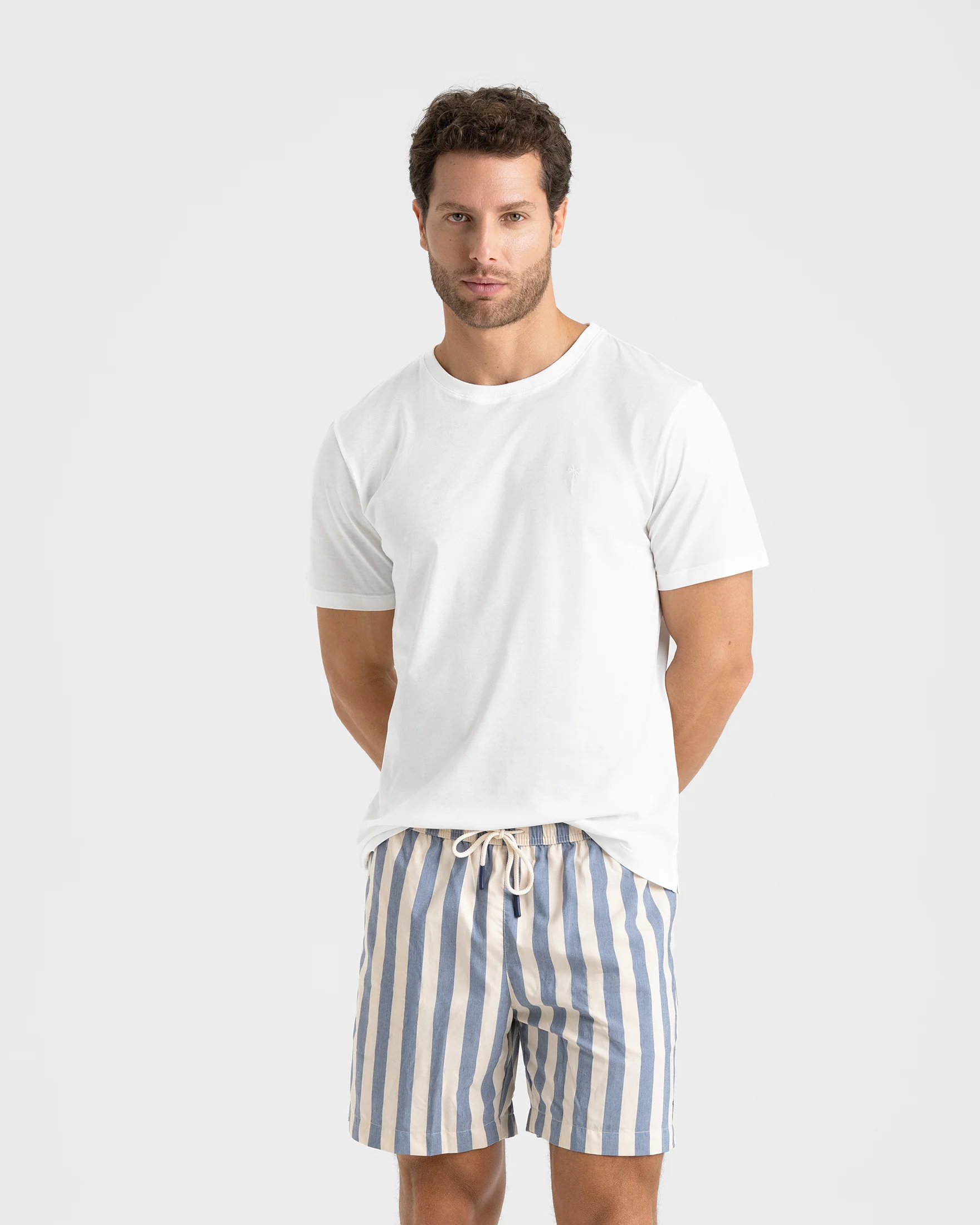 Printed Macro Stripes Swim Shorts - C04PM - Navy Blue - Image 3