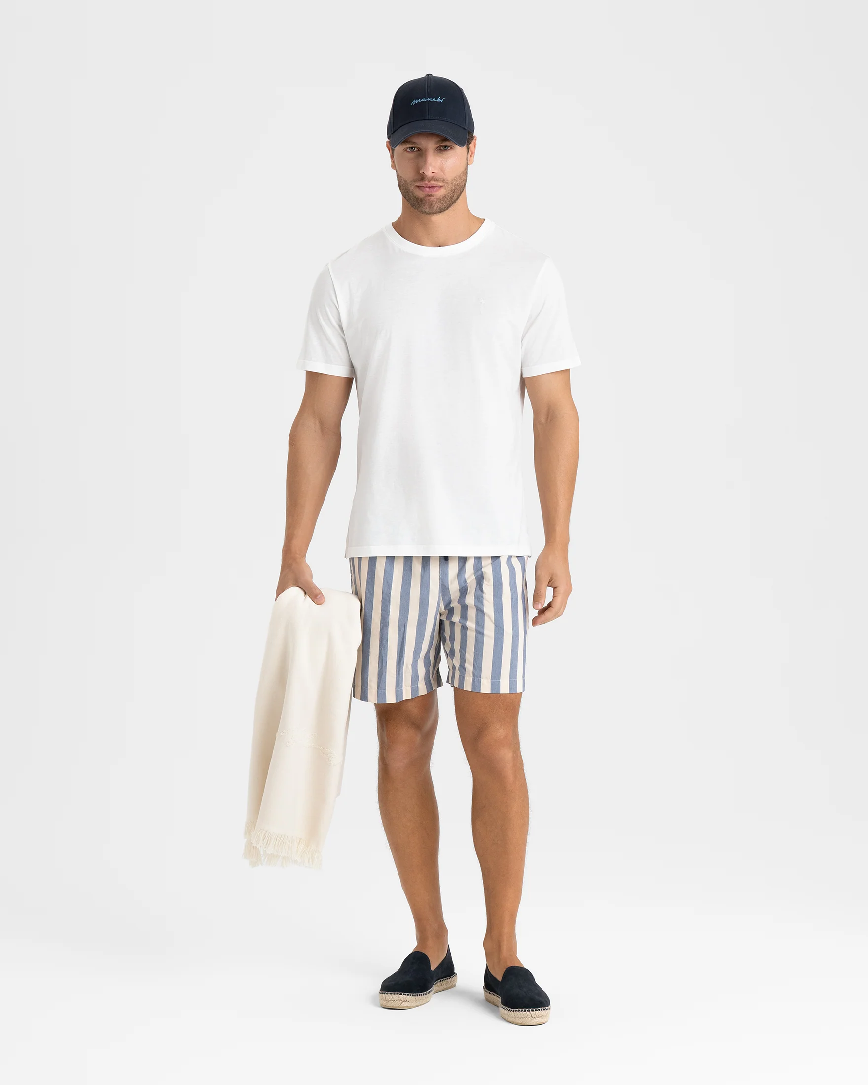 Printed Macro Stripes Swim Shorts - C04PM - Navy Blue - Image 4