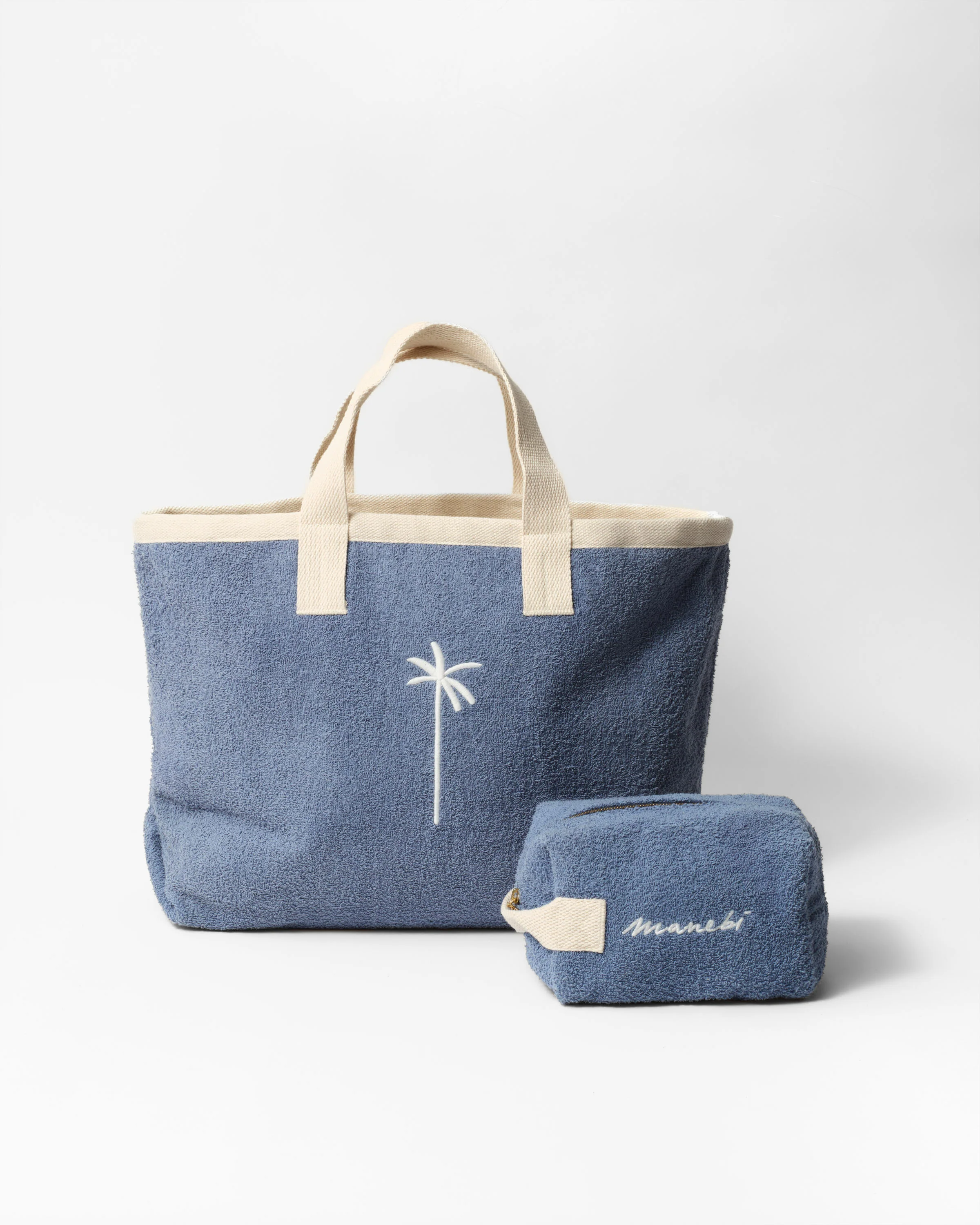Terry Cotton California Tote Bag - T31EY - Sydney Indigo With Off White Logo - Image 3