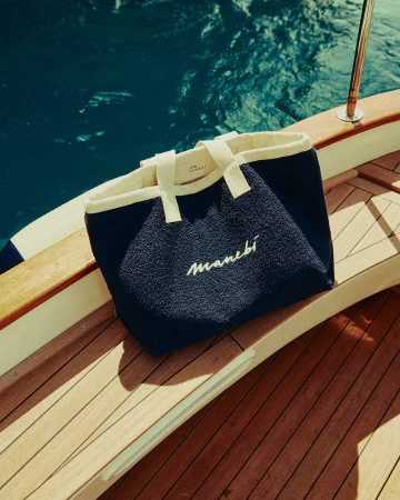 Terry Cotton California Tote Bag - T30EY - Sydney Vintage Navy With Off White Logo - Image 4