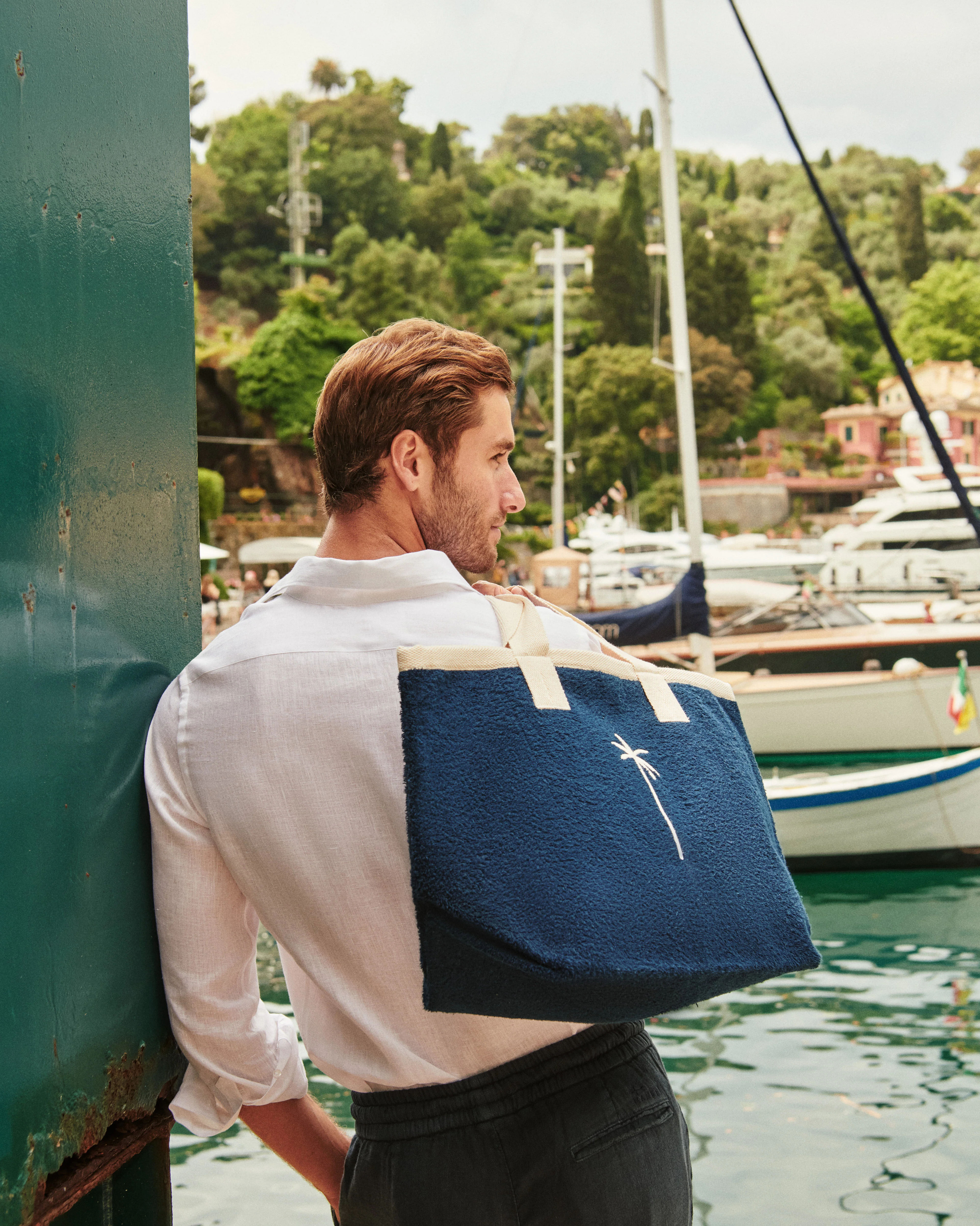 Terry Cotton California Tote Bag - T30EY - Sydney Vintage Navy With Off White Logo - Image 5