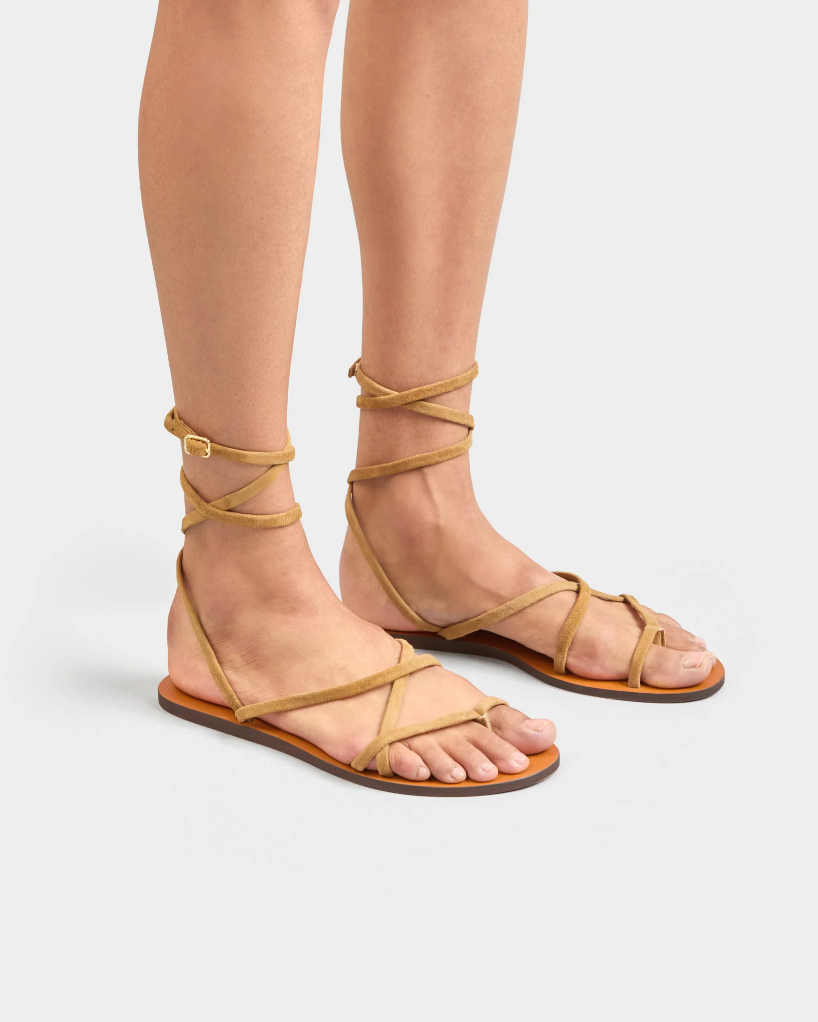 Valentina Suede Tie-Up Leather Sandals - M78Y0 - Alex Rivière Studio X Manebí - Tobacco - Image 2