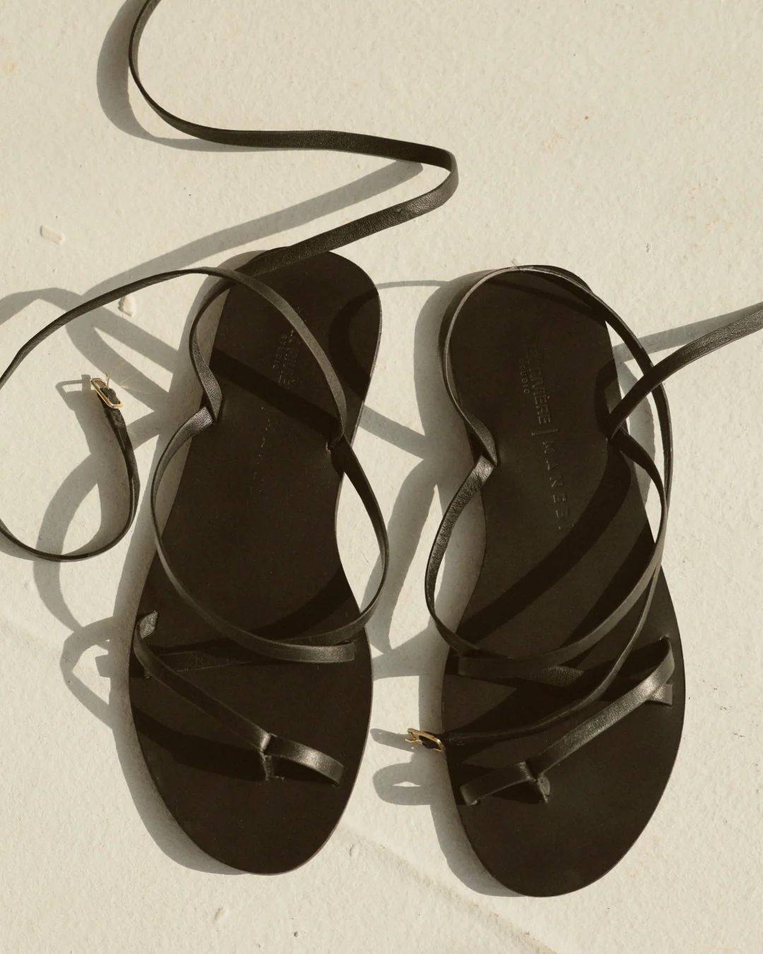 Valentina Leather Tie-Up Sandals - M49Y0 - Alex Rivière Studio X Manebí Black - Image 3