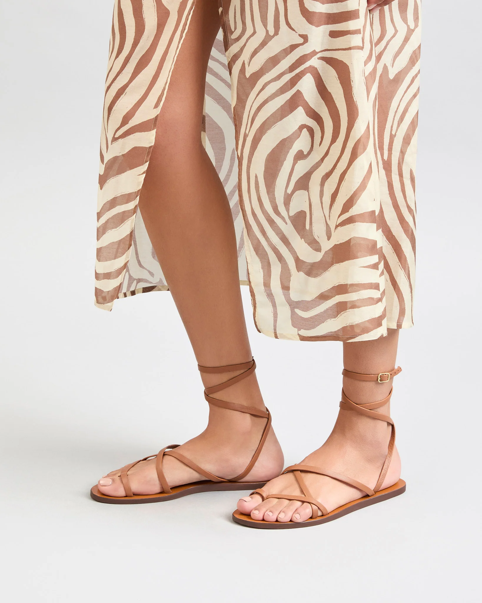 Valentina Leather Tie-Up Sandals - M50Y0 - Alex Rivière Studio X Manebí Tan - Image 2
