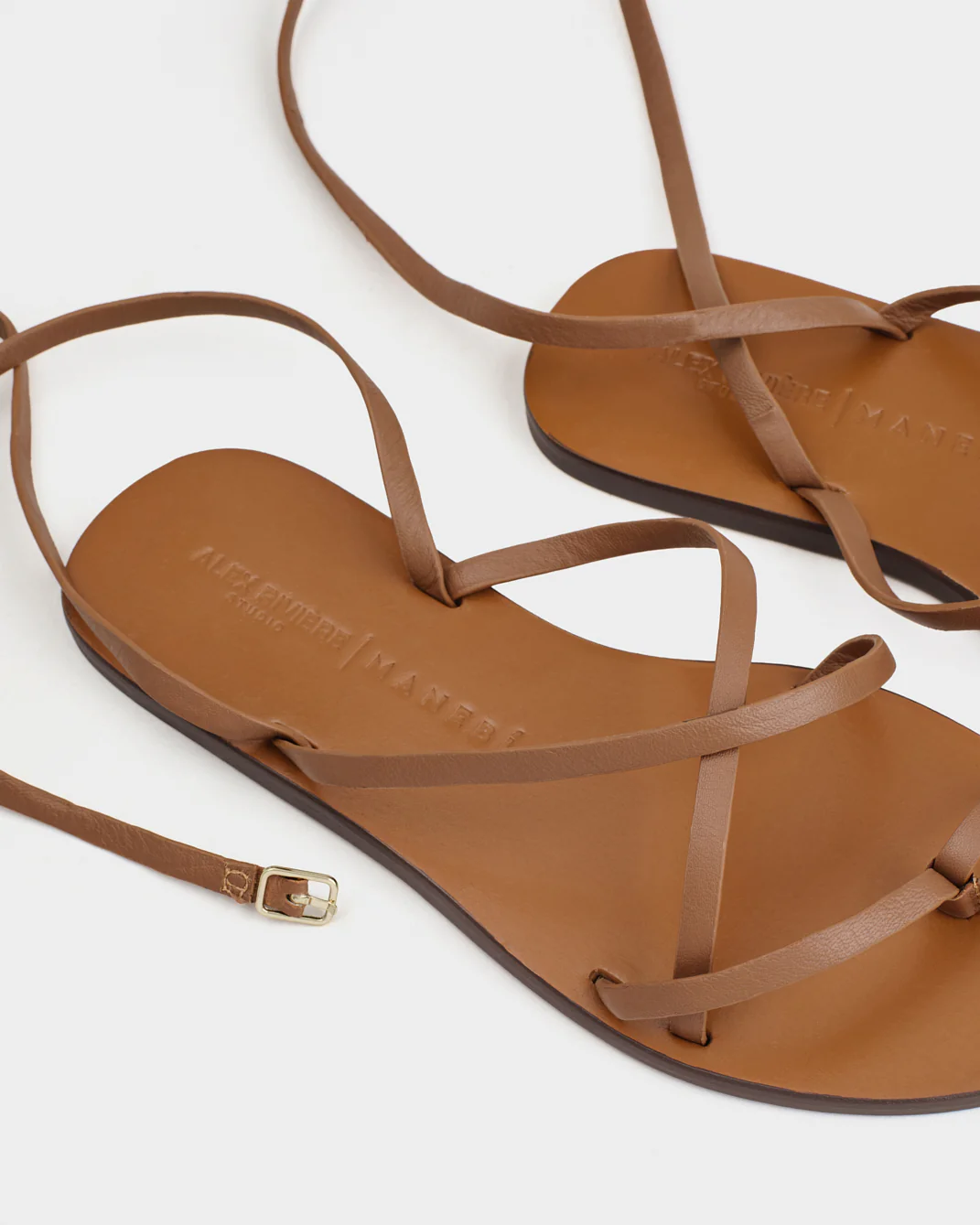 Valentina Leather Tie-Up Sandals - M50Y0 - Alex Rivière Studio X Manebí Tan - Image 3