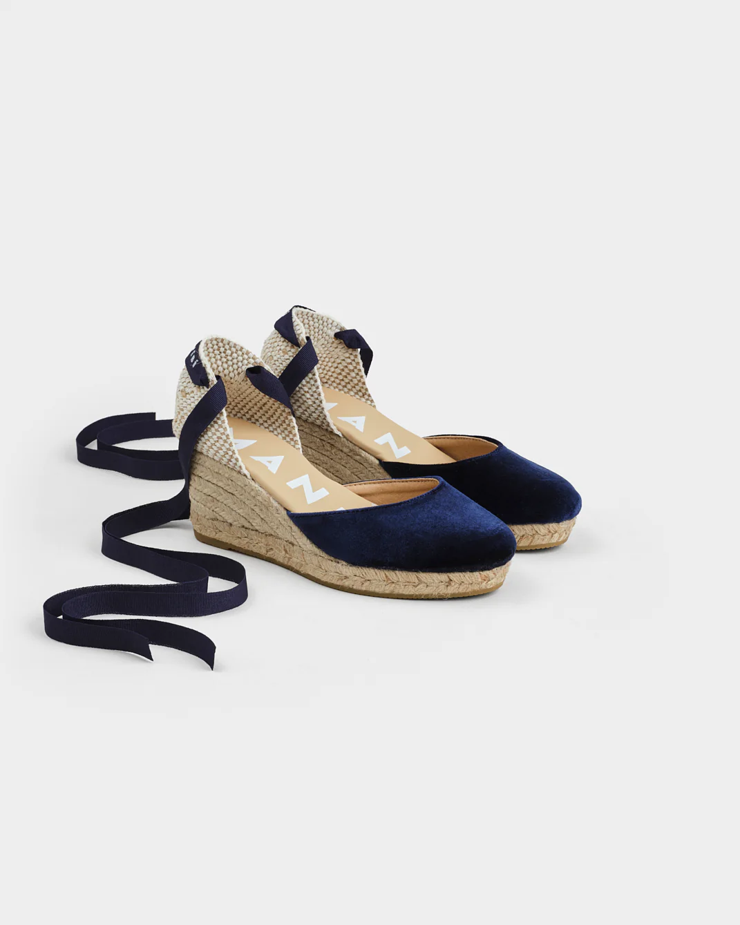 Velvet Low Wedge Espadrilles - Z80WL - Monaco Navy Blue - Image 3