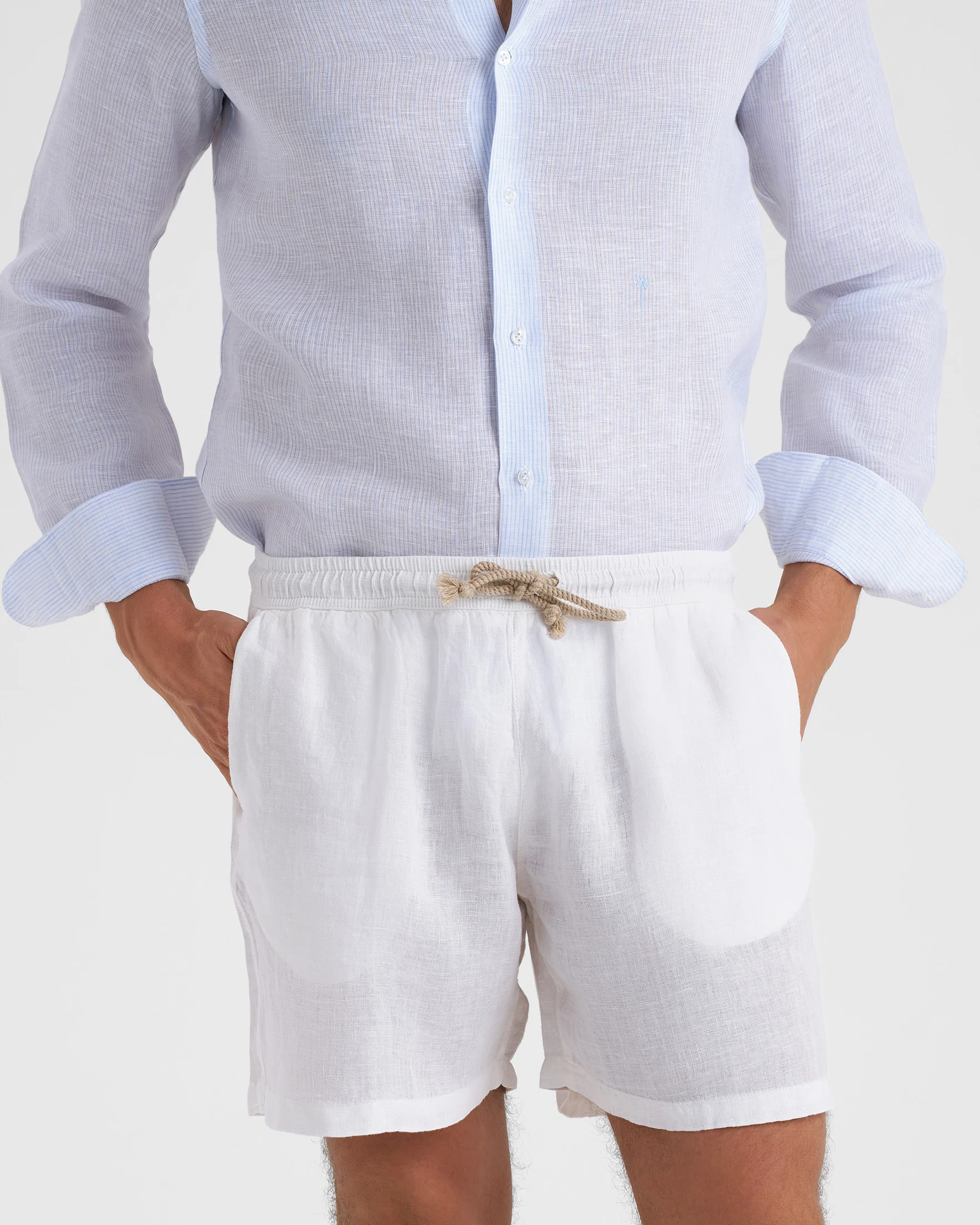 Washed Linen Malibu Shorts - M51ML - Off White - Image 3