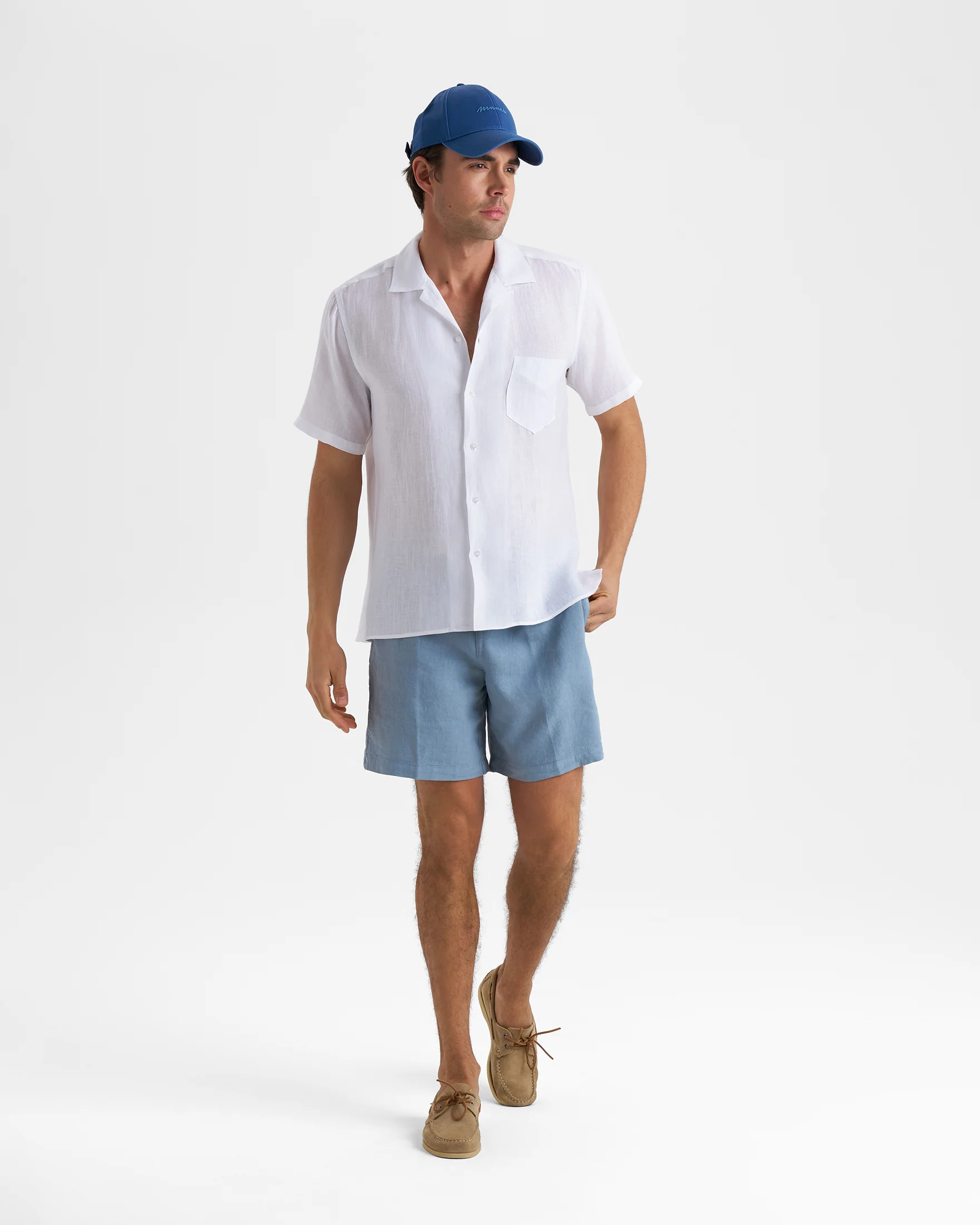 Washed Linen Malibu Shorts - K17ML - Grey Blue - Image 2