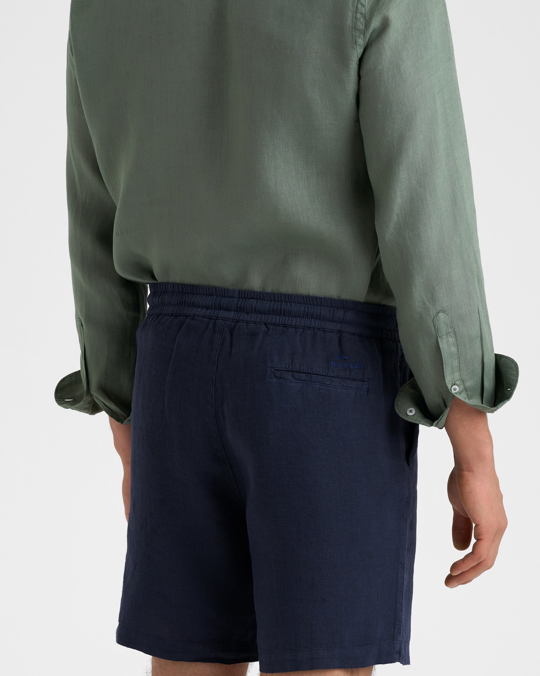Washed Linen Malibu Shorts - K15ML - Night Blue (NEW) - Image 3
