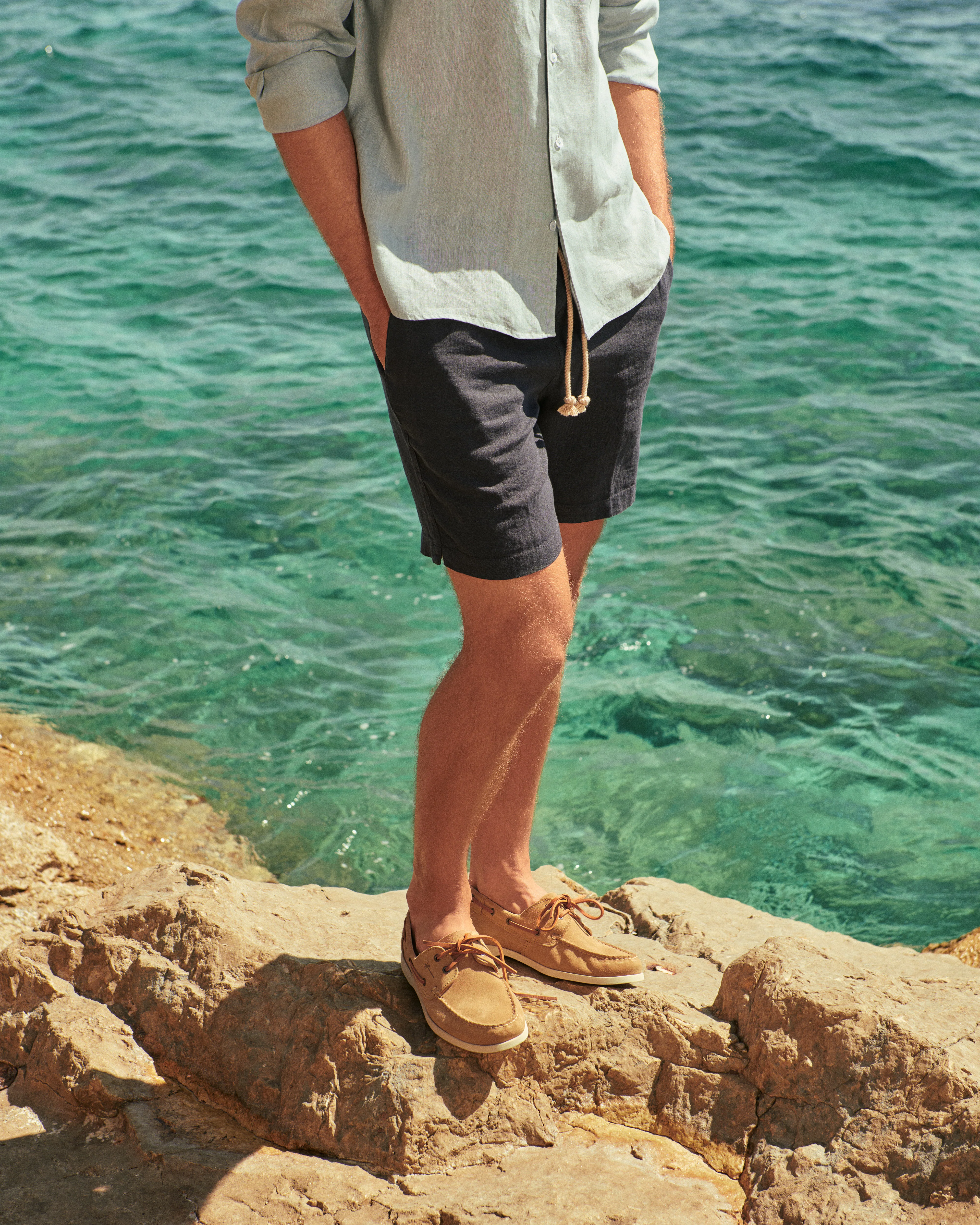 Washed Linen Malibu Shorts - K15ML - Night Blue (NEW) - Image 5