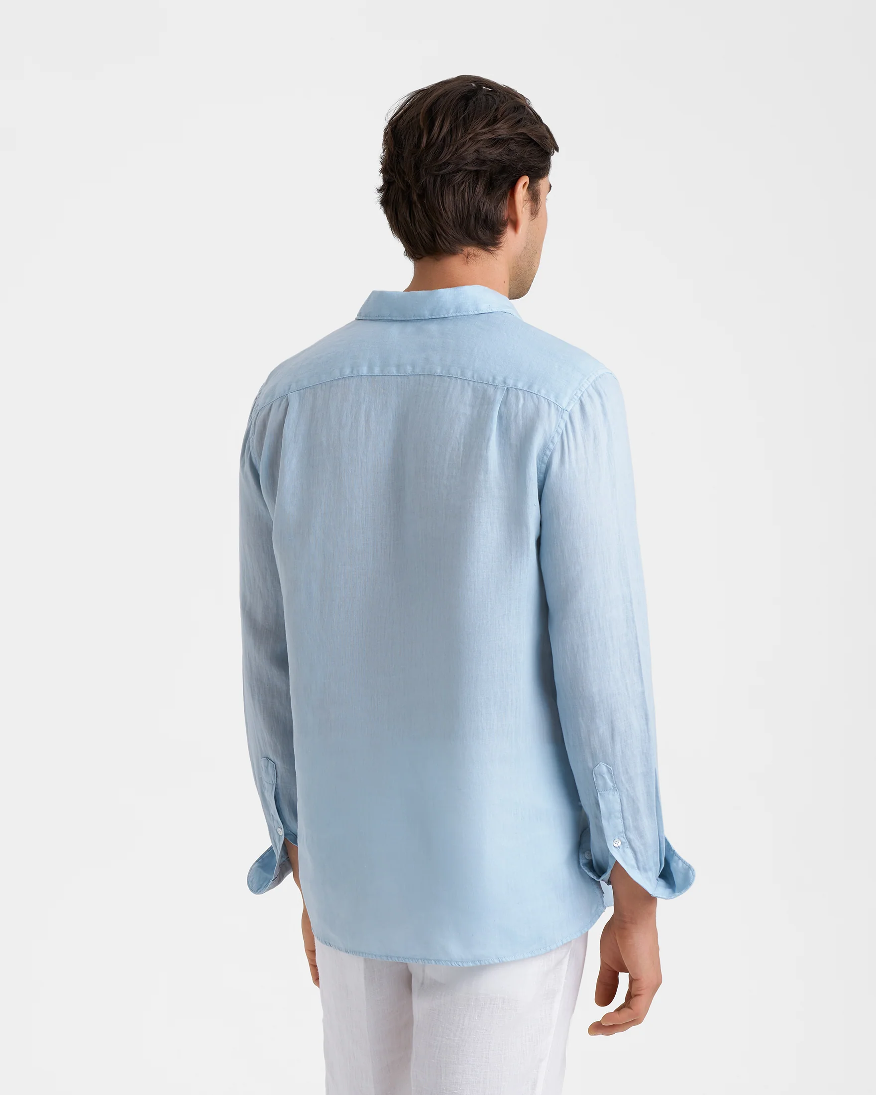 Washed Linen Nassau Polo Shirt - K29NS - Cloud Blue - Image 4