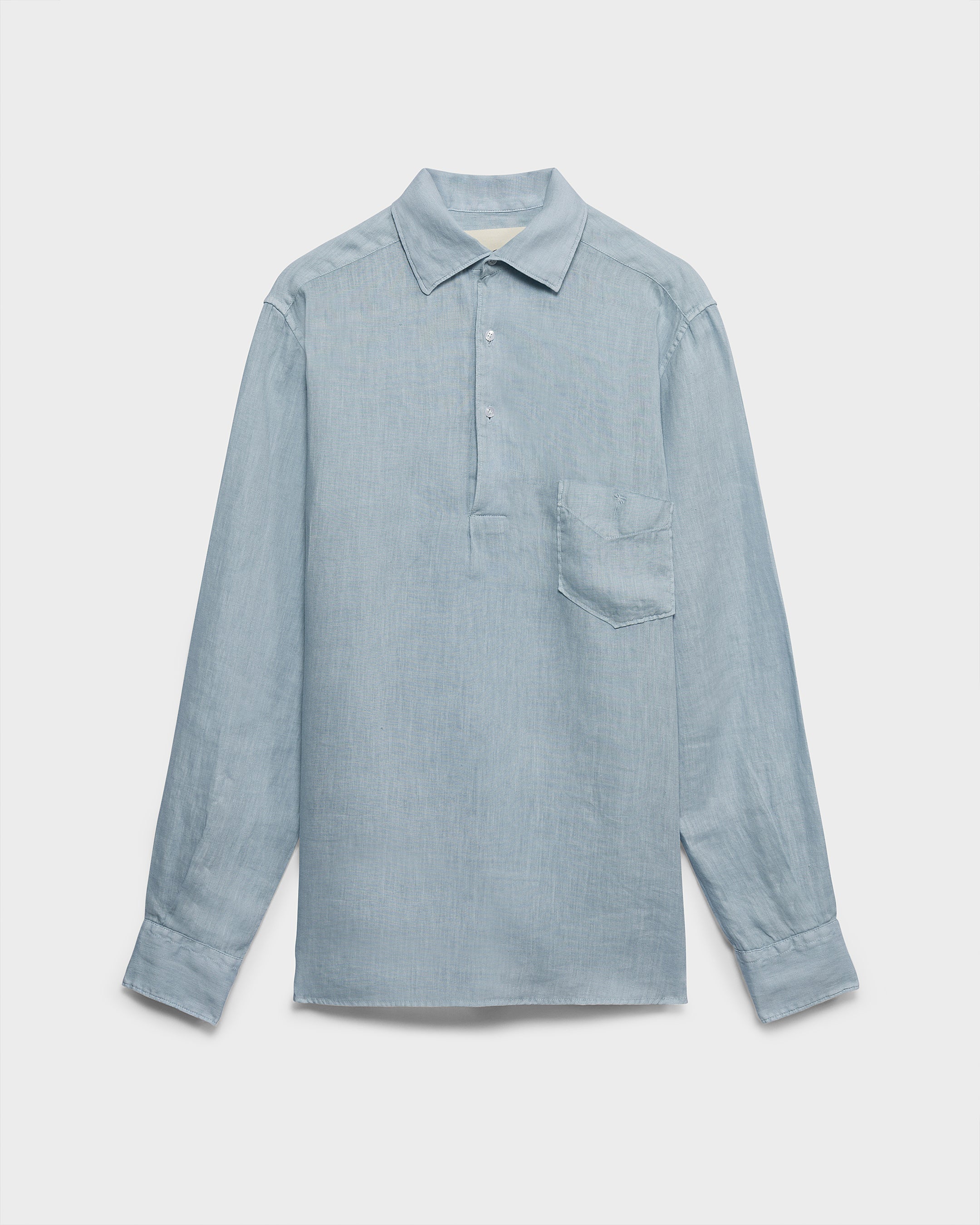 Washed Linen Nassau Polo Shirt - K29NS - Cloud Blue - Image 5