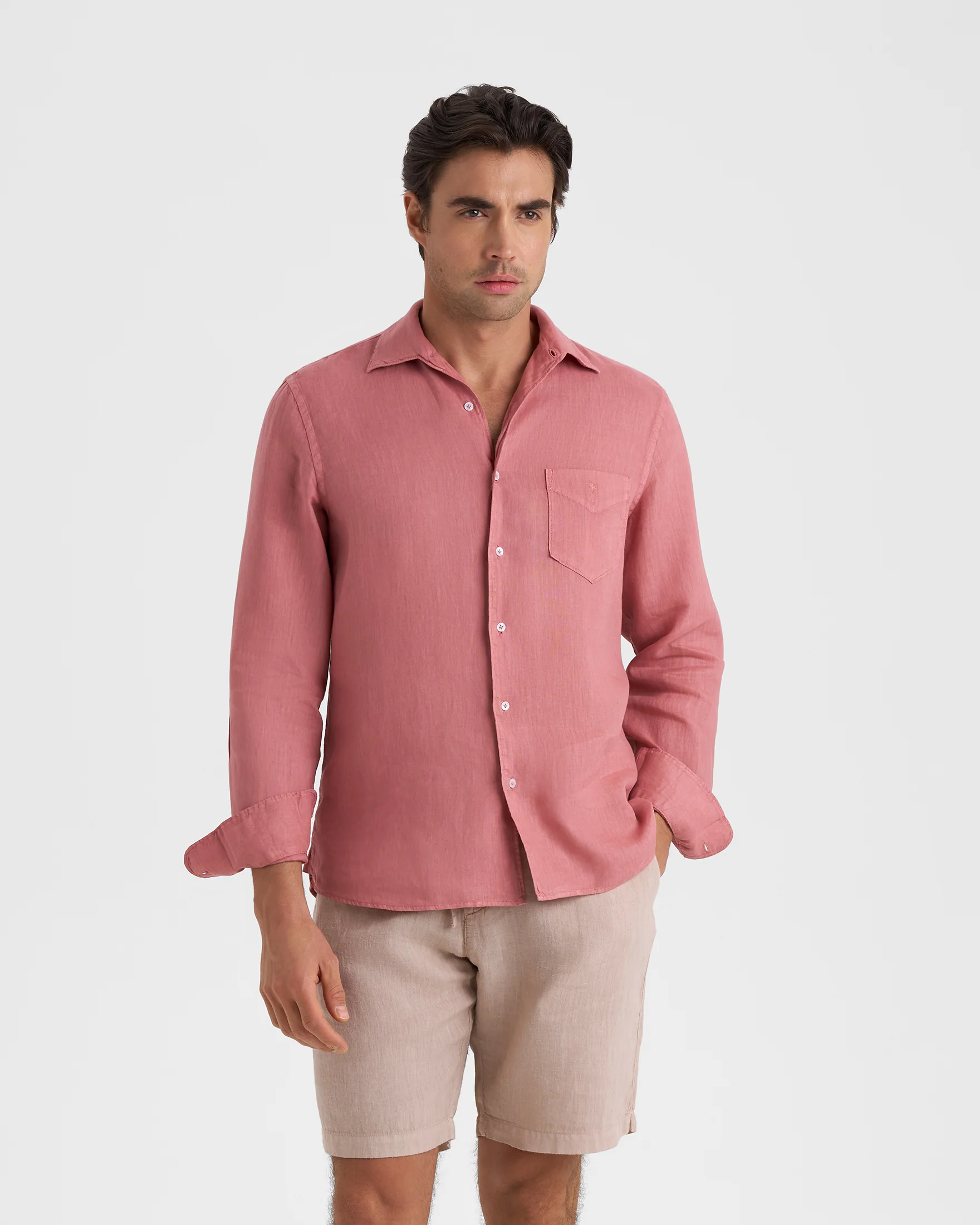 Washed Linen Panama Shirt - L13PA - Brick Dust