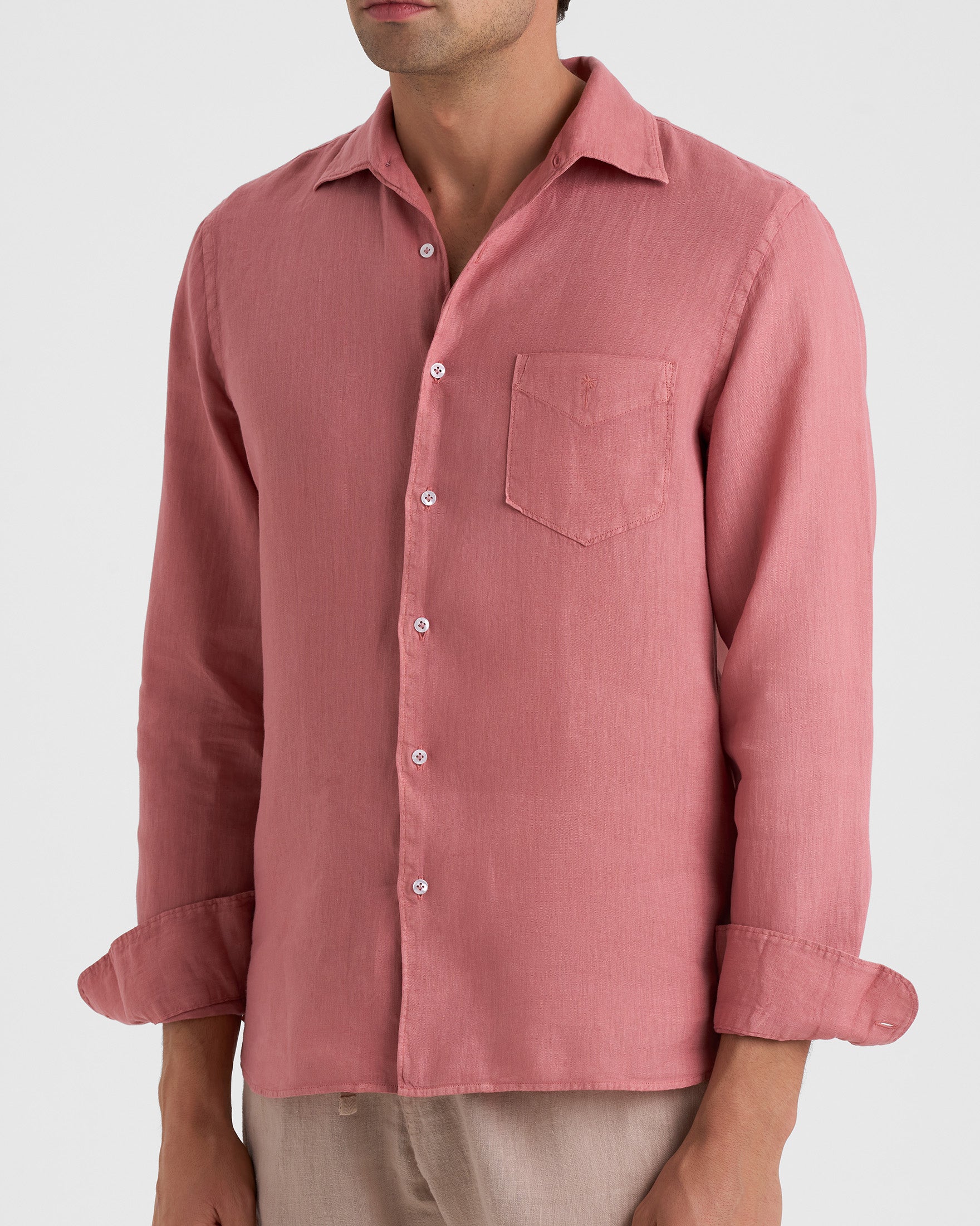 Washed Linen Panama Shirt - L13PA - Brick Dust - Image 3