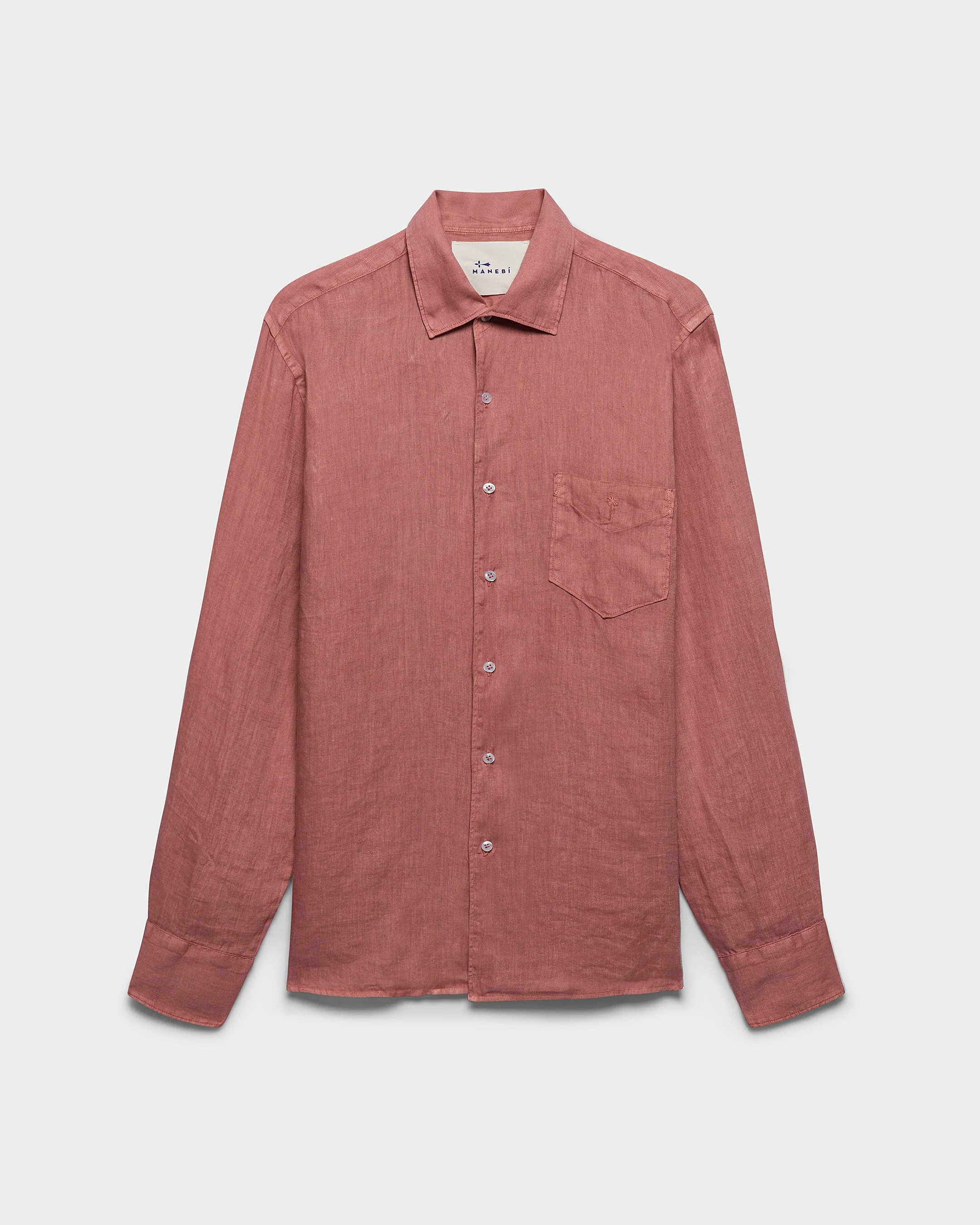 Washed Linen Panama Shirt - L13PA - Brick Dust - Image 5