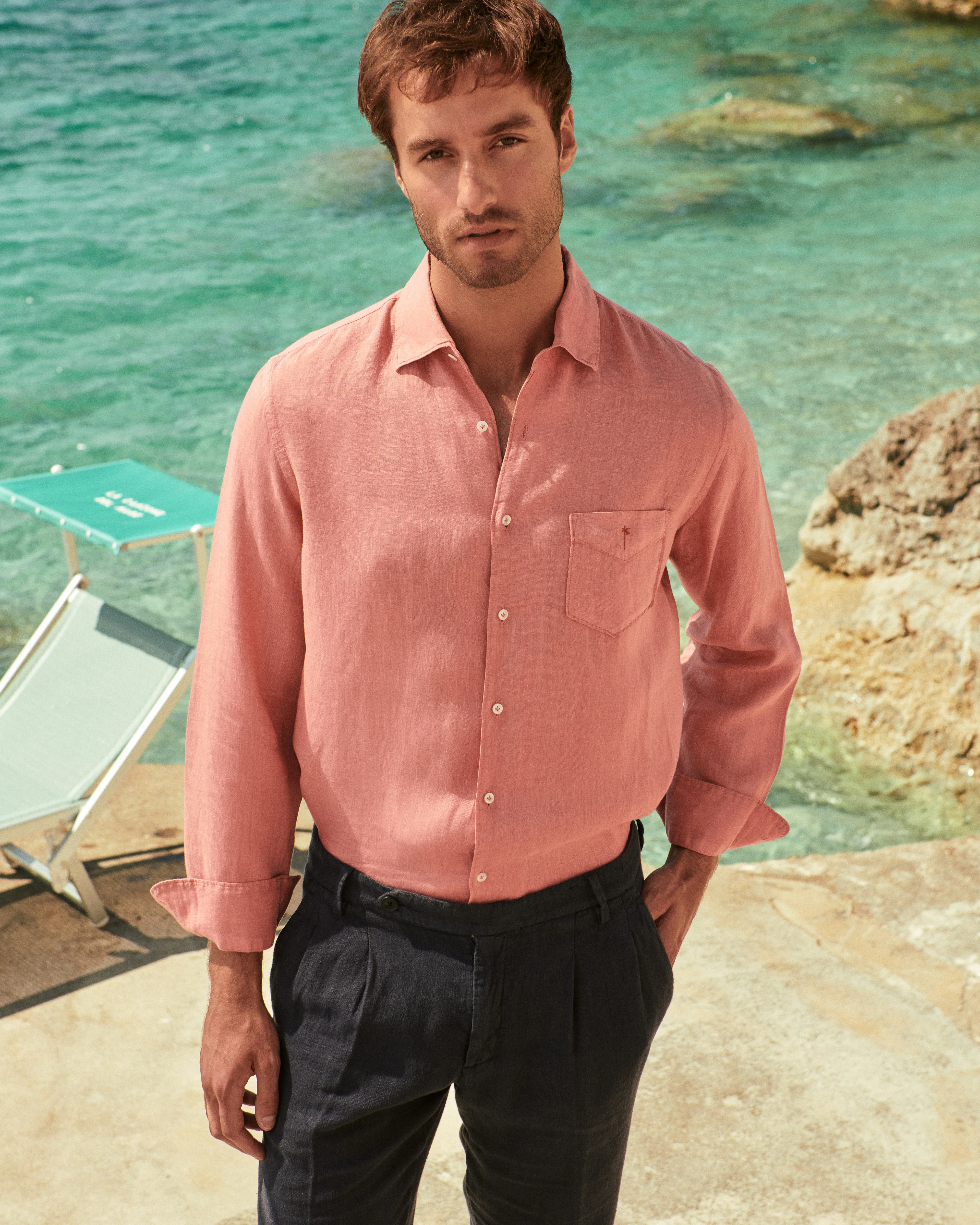 Washed Linen Panama Shirt - L13PA - Brick Dust - Image 6