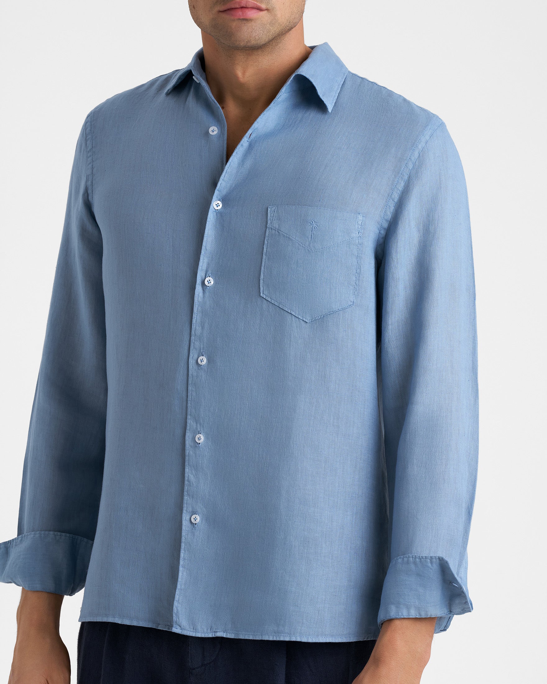 Washed Linen Panama Shirt - K28PA - Indigo - Image 3