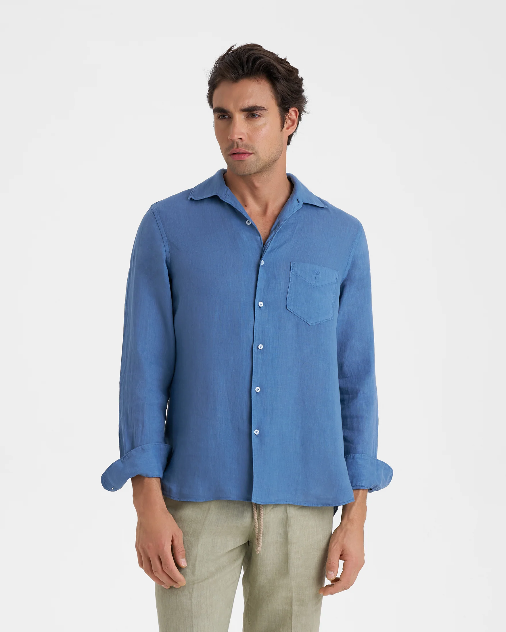 Washed Linen Panama Shirt - K14PA - Indigo (NEW)