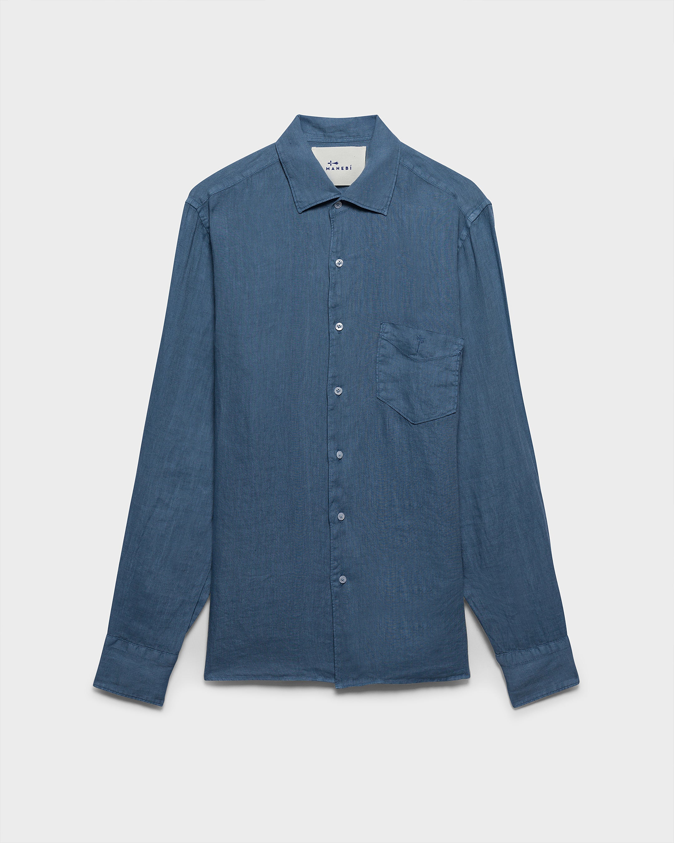 Washed Linen Panama Shirt - K14PA - Indigo (NEW) - Image 5