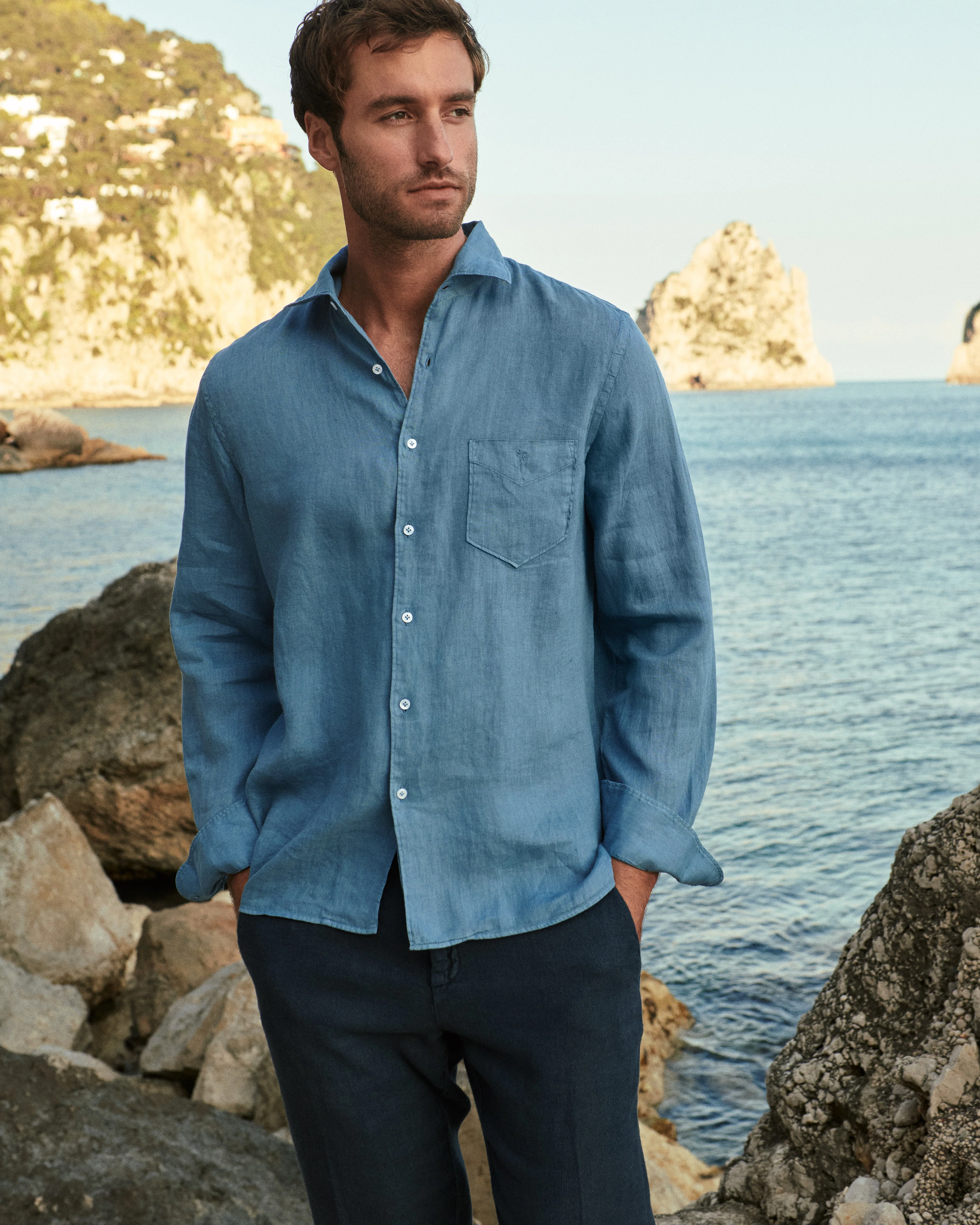 Washed Linen Panama Shirt - K14PA - Indigo (NEW) - Image 6