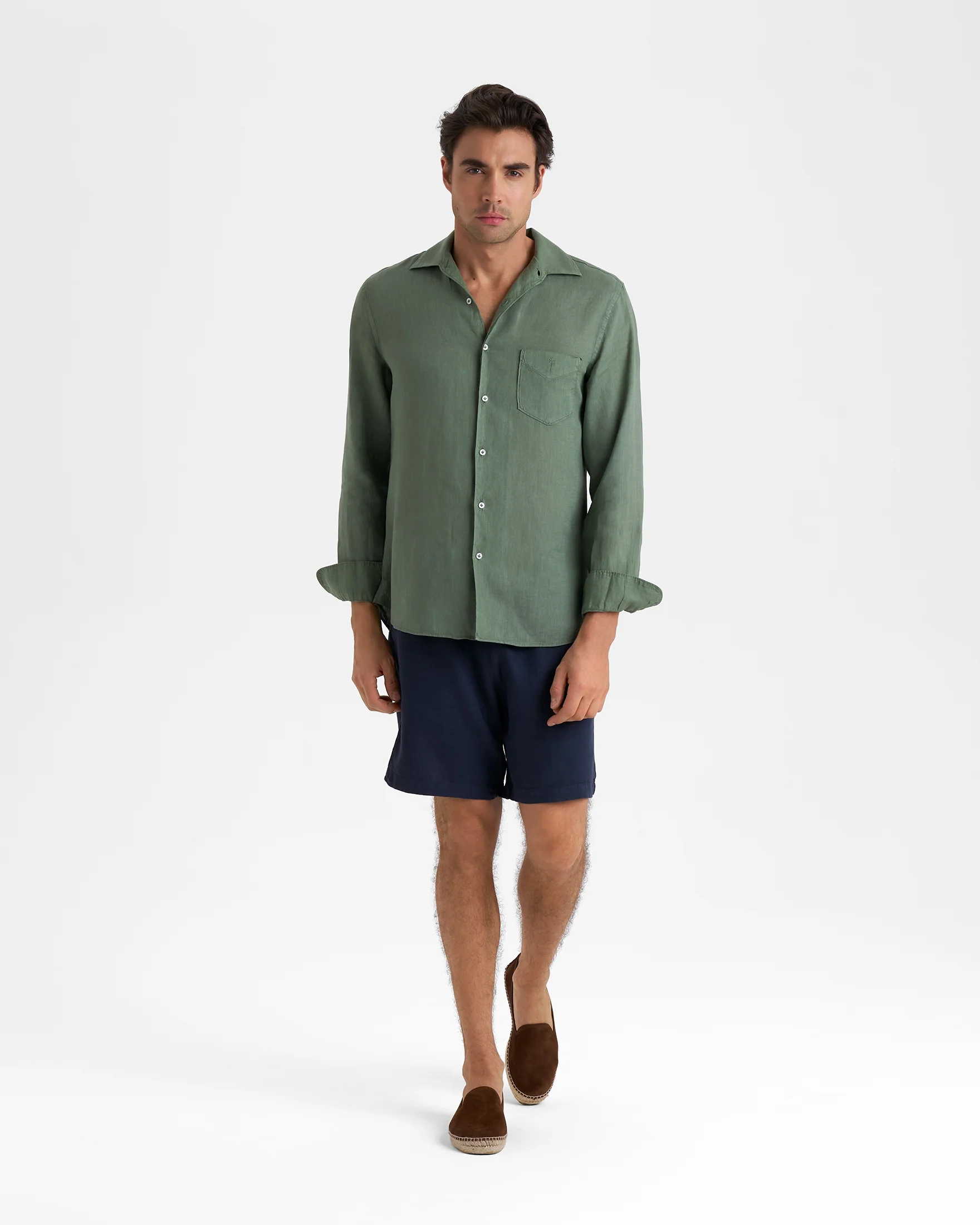 Washed Linen Panama Shirt - M27PA - Military Green (NEW) - Image 2