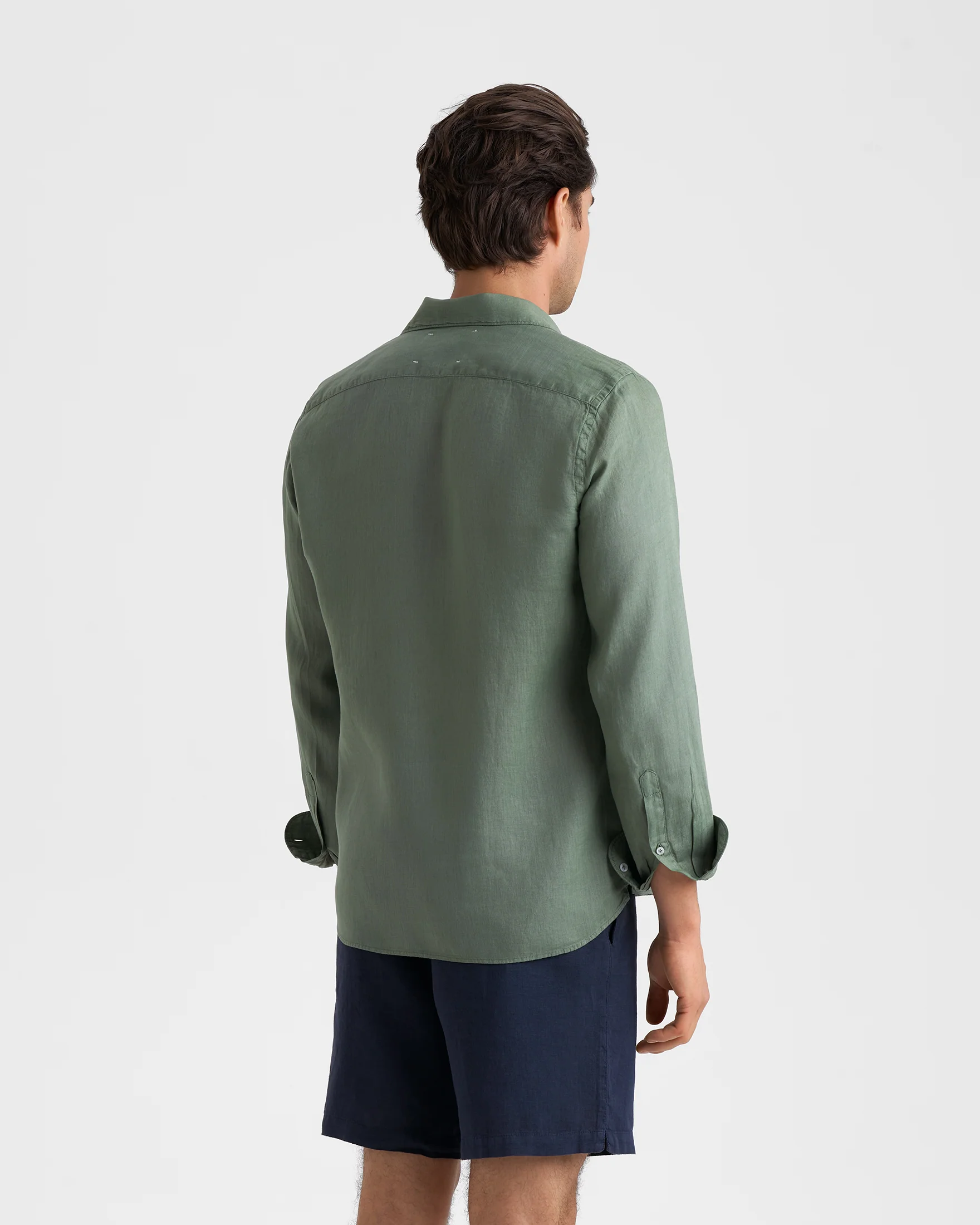 Washed Linen Panama Shirt - M27PA - Military Green (NEW) - Image 4