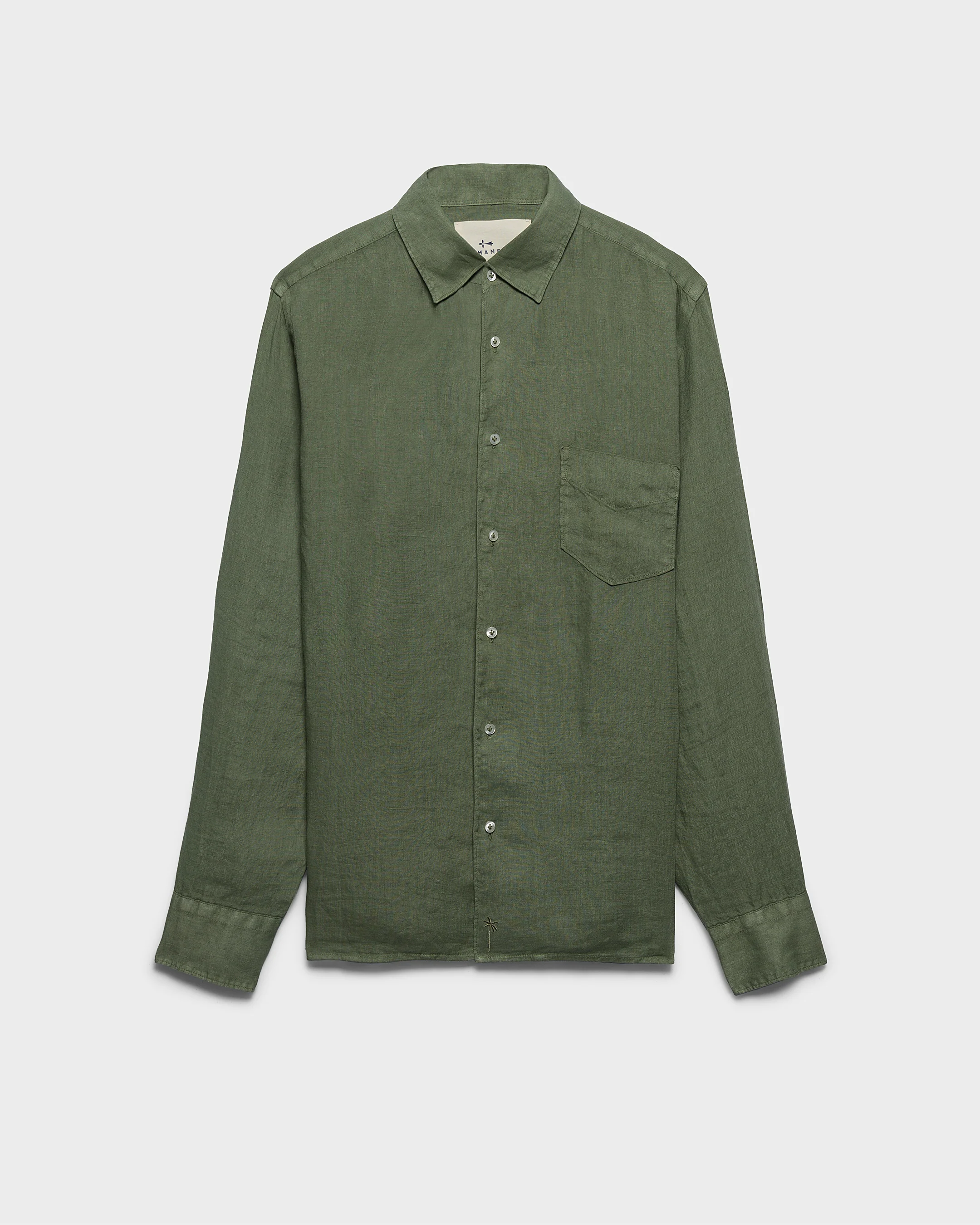 Washed Linen Panama Shirt - M27PA - Military Green (NEW) - Image 5