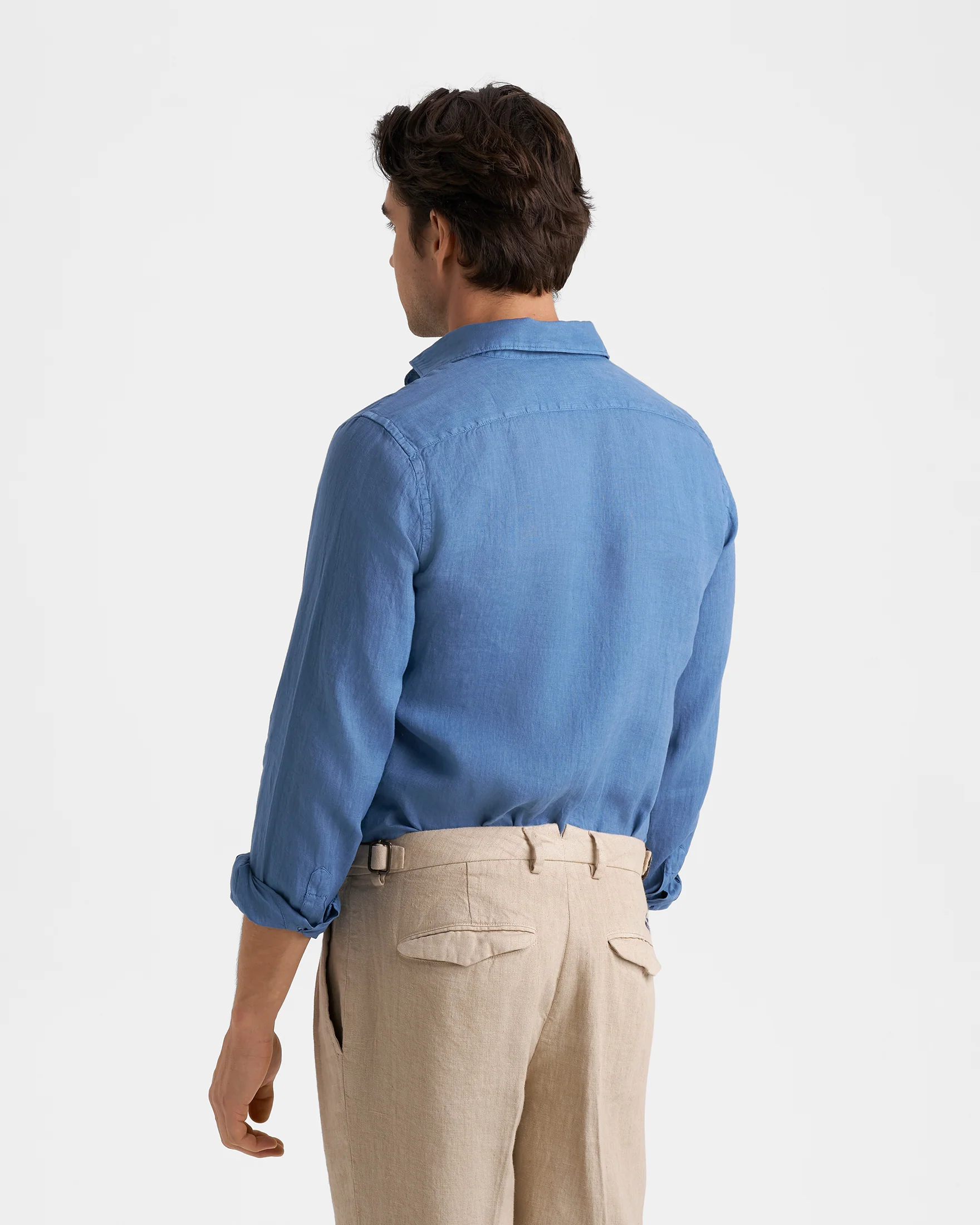 Washed Linen Posillipo Shirt - K14GZ - Navy Blue - Image 4