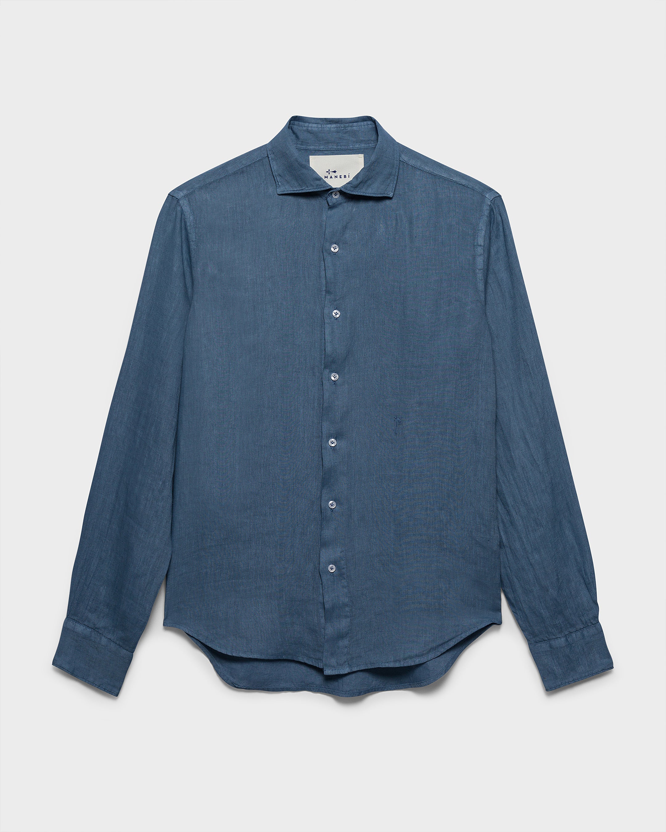 Washed Linen Posillipo Shirt - K14GZ - Navy Blue - Image 5