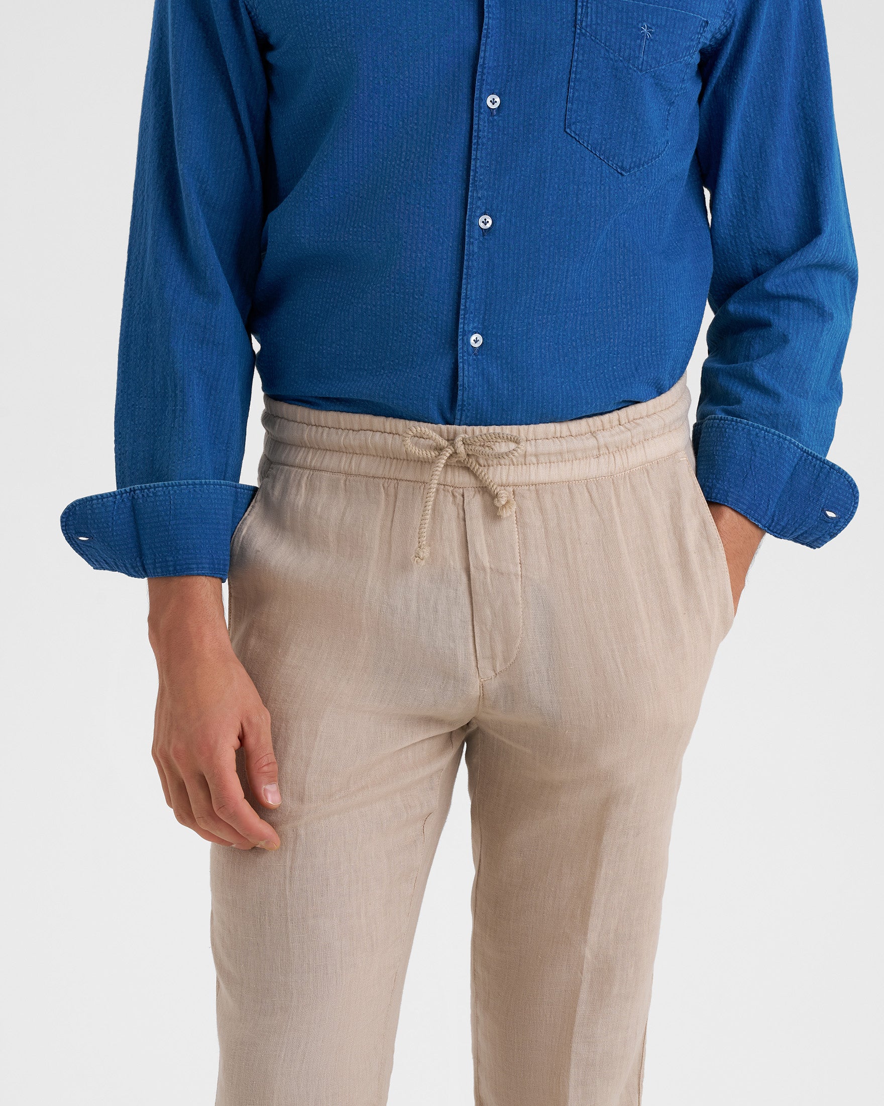 Washed Linen Venice Trousers - K31VE - Kaki Beige - Image 3