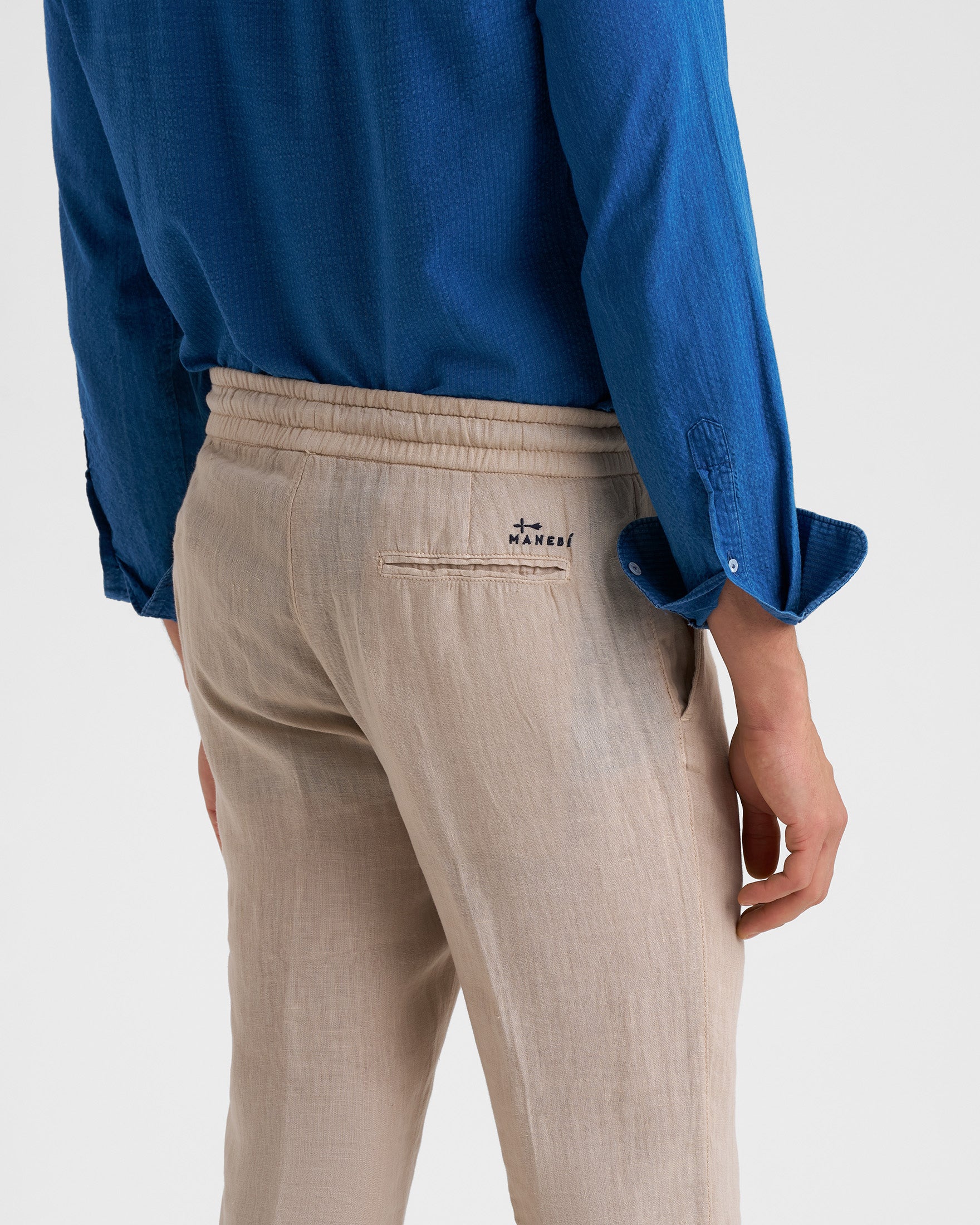Washed Linen Venice Trousers - K31VE - Kaki Beige - Image 5