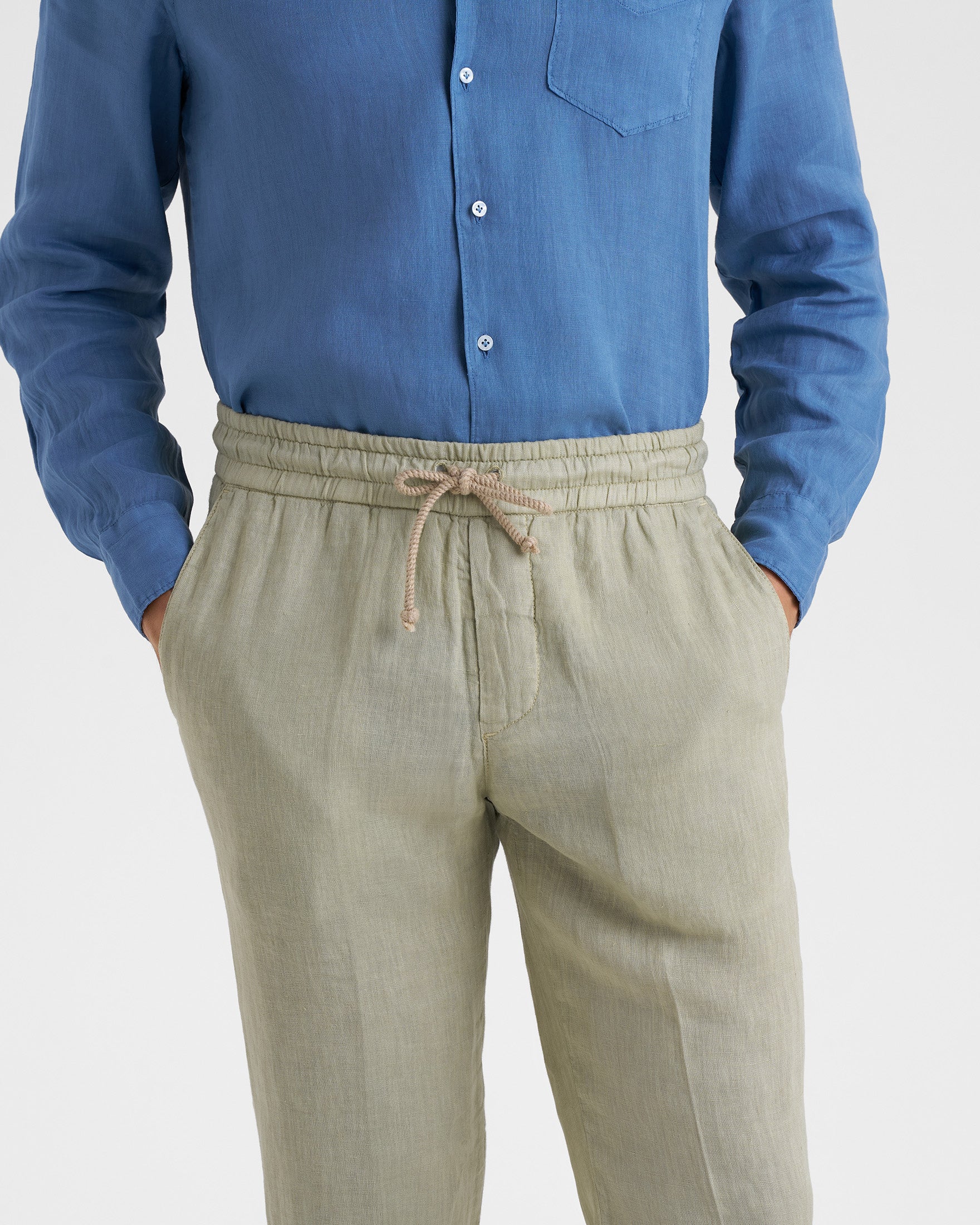 Washed Linen Venice Trousers - K27VE - Light Green - Image 3