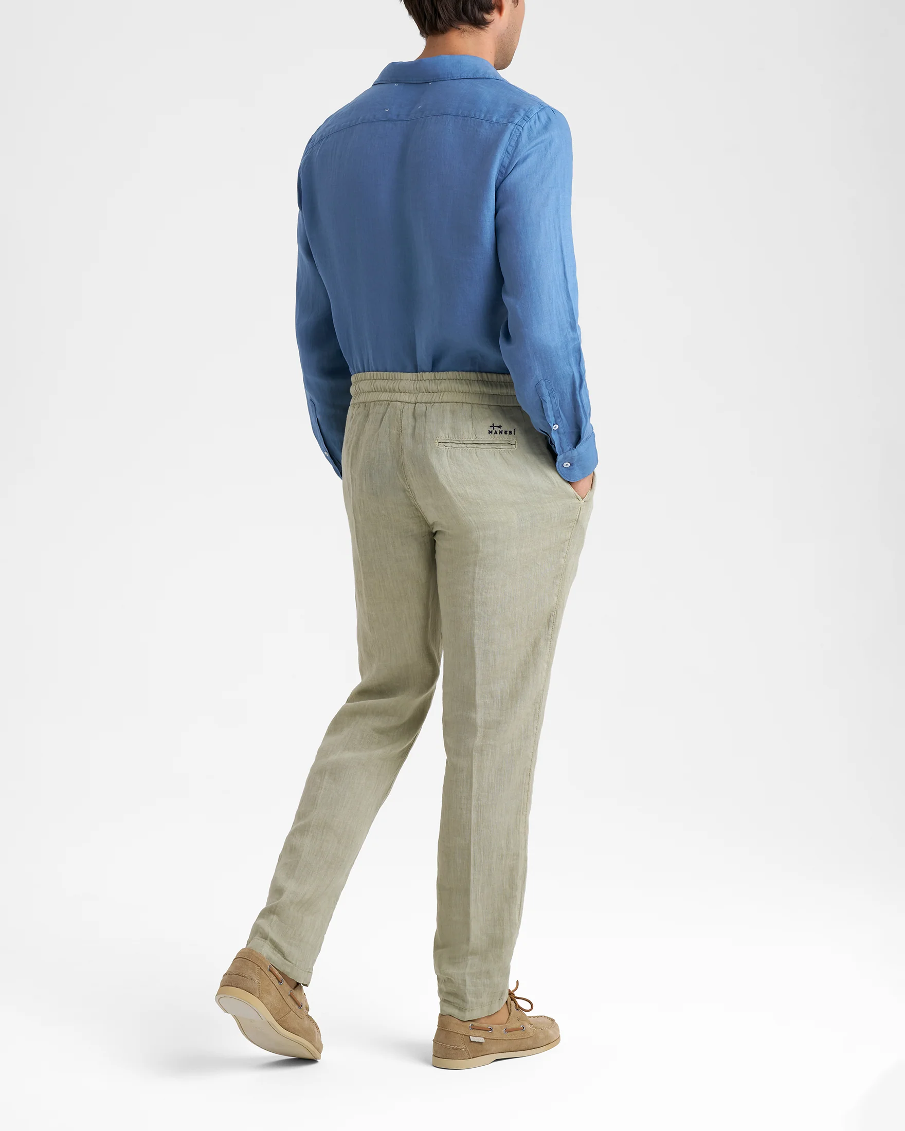 Washed Linen Venice Trousers - K27VE - Light Green - Image 4