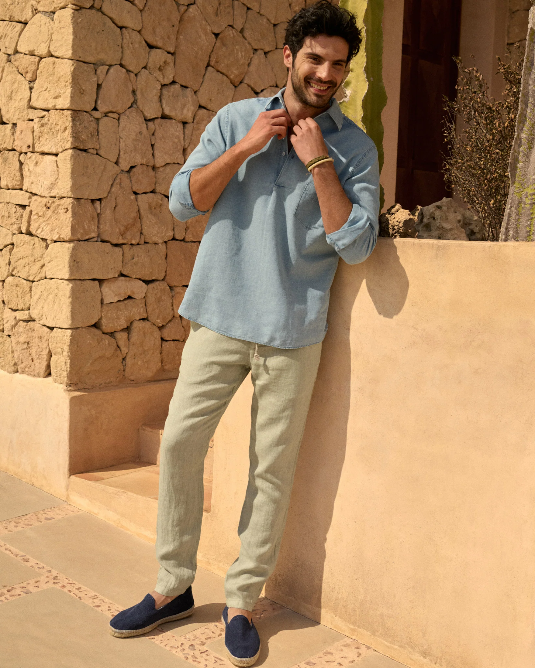 Washed Linen Venice Trousers - K27VE - Light Green - Image 6