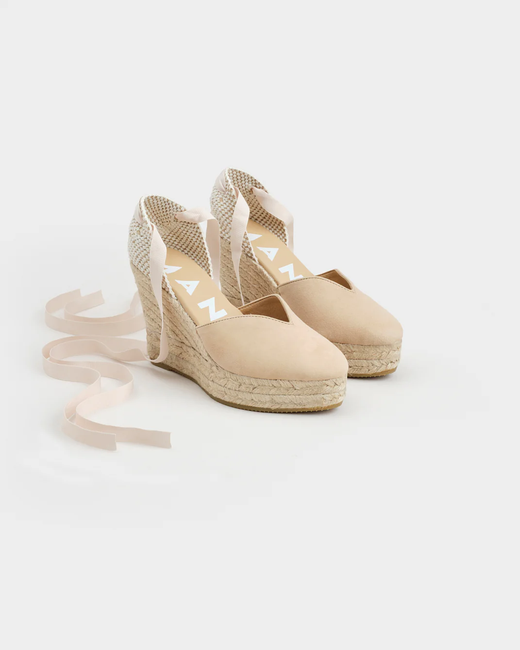 Suede Heart-Shaped Wedge Espadrilles - M11WH - Hamptons Champagne Beige - Image 3