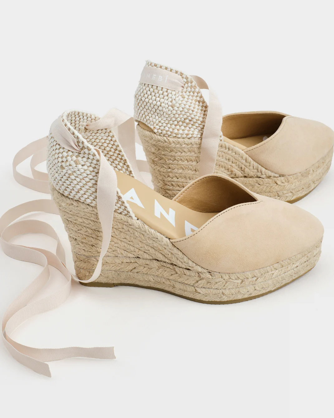 Suede Heart-Shaped Wedge Espadrilles - M11WH - Hamptons Champagne Beige - Image 4