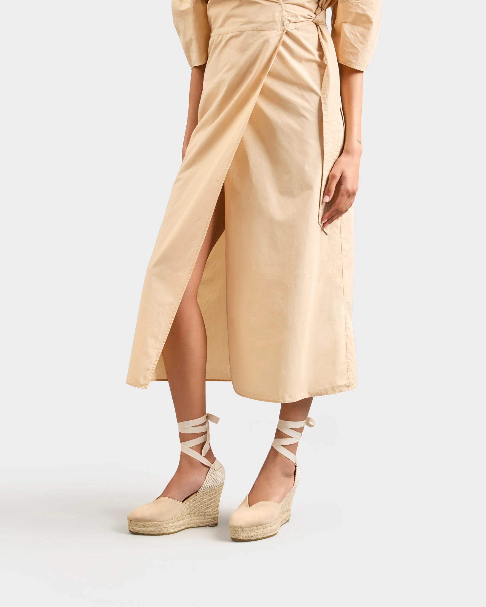Suede Heart-Shaped Wedge Espadrilles - M11WH - Hamptons Champagne Beige - Image 5