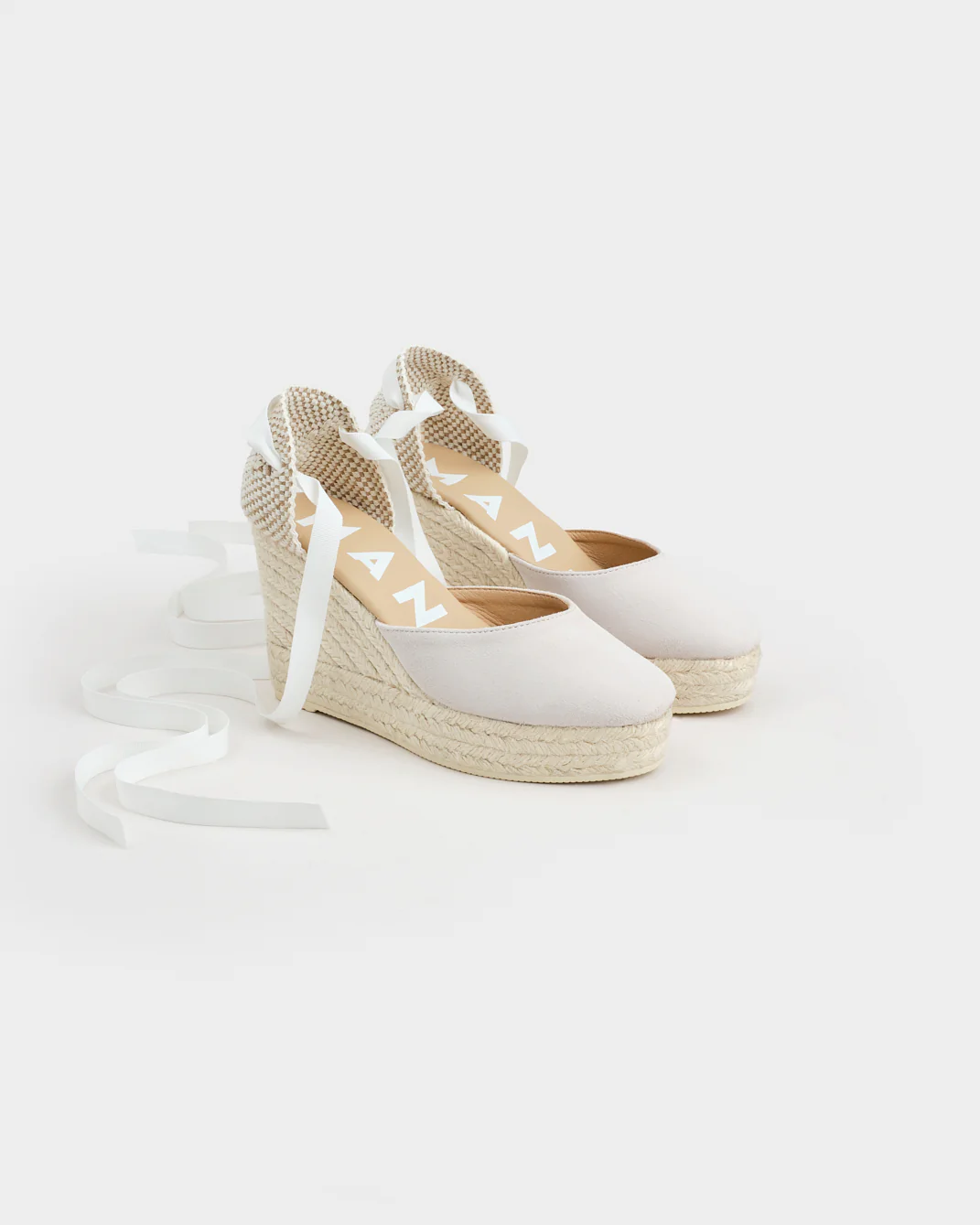 Soft Suede Wedge Espadrilles - M90WV - Love Bridal White - Image 4