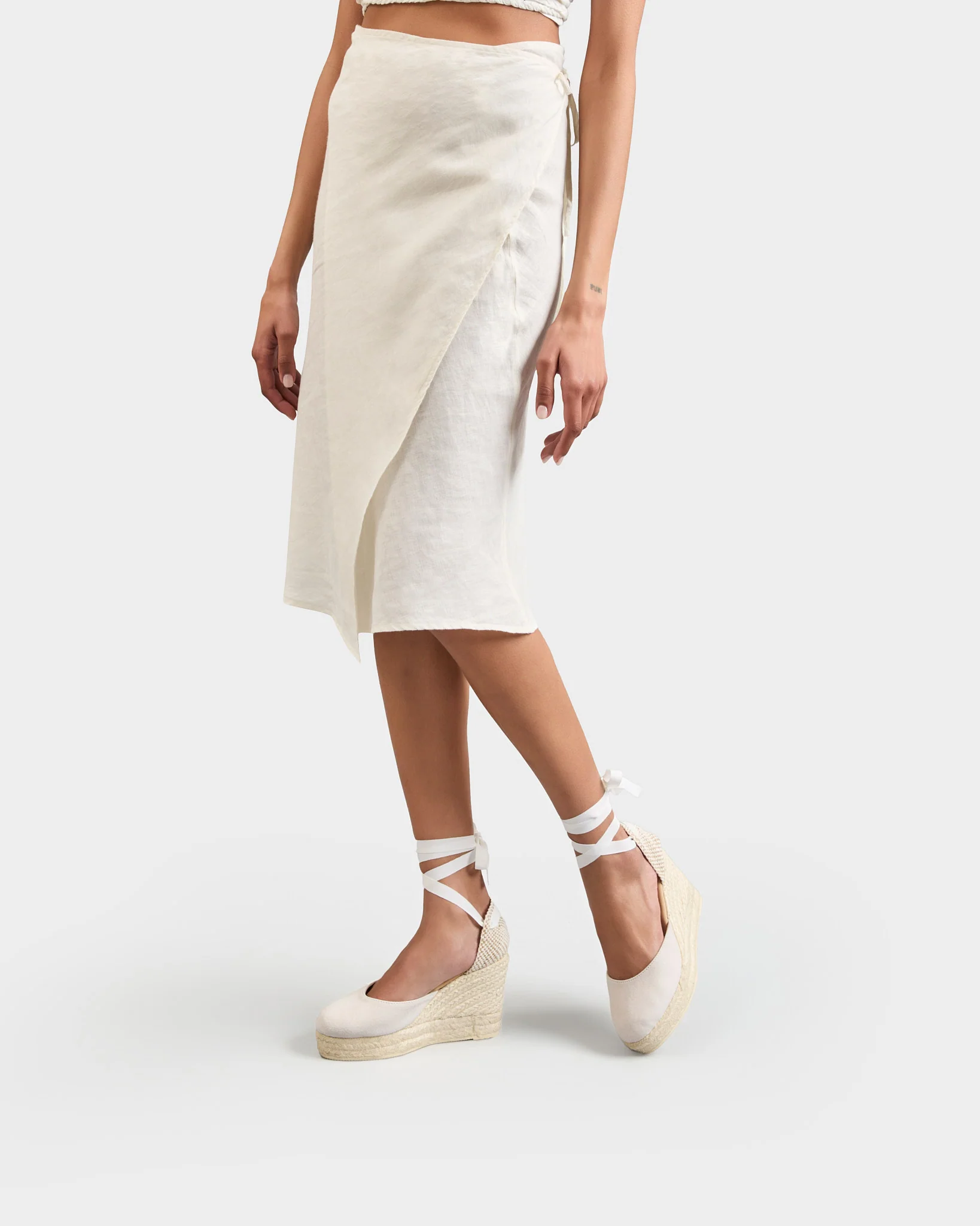 Soft Suede Wedge Espadrilles - M90WV - Love Bridal White - Image 5
