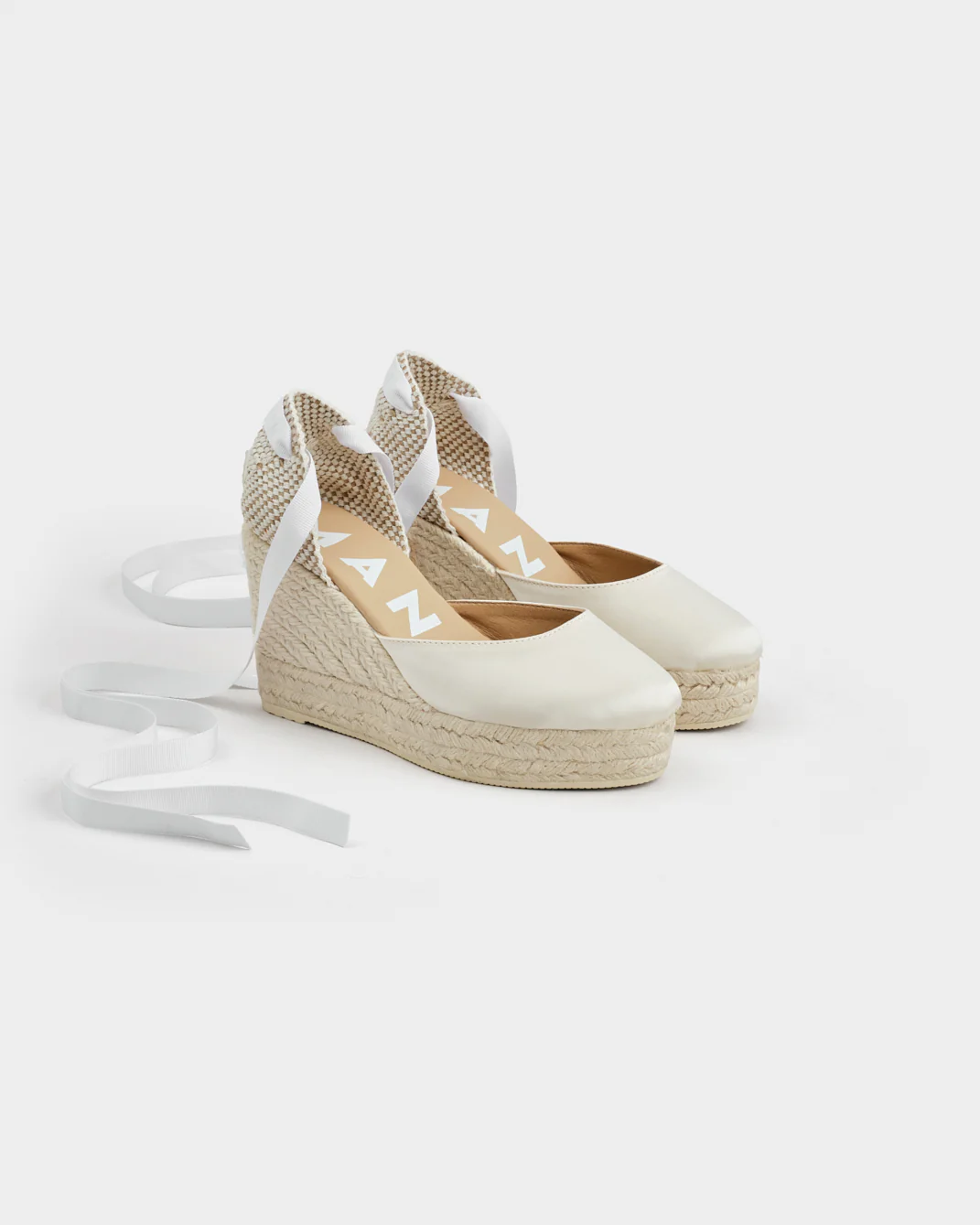 Satin Wedge Espadrilles - L11WV - Love Bridal White - Image 3
