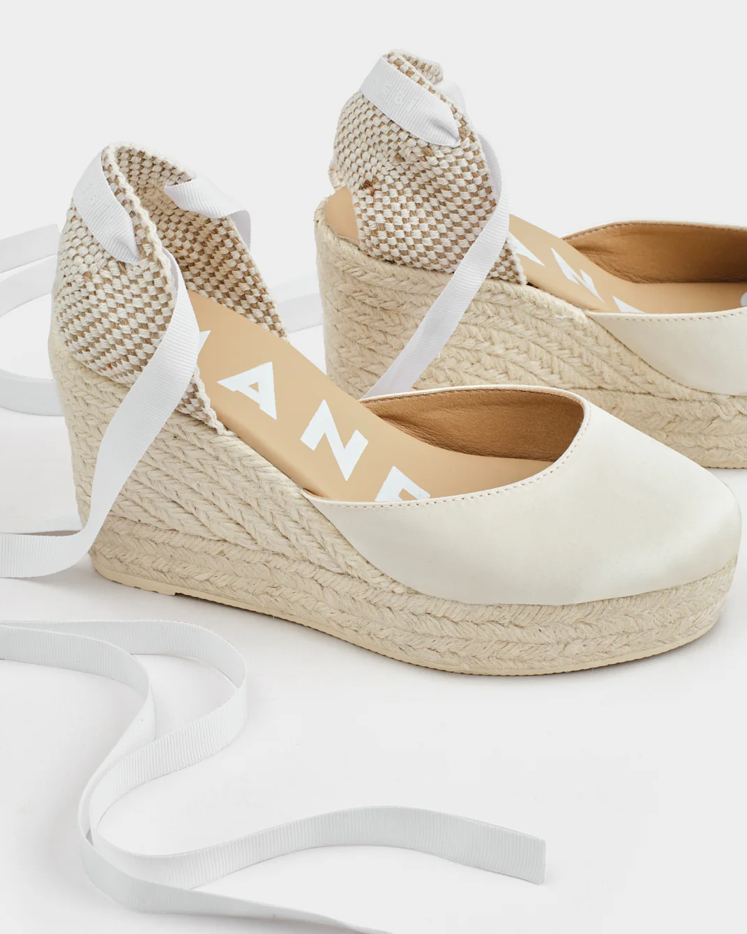 Satin Wedge Espadrilles - L11WV - Love Bridal White - Image 4