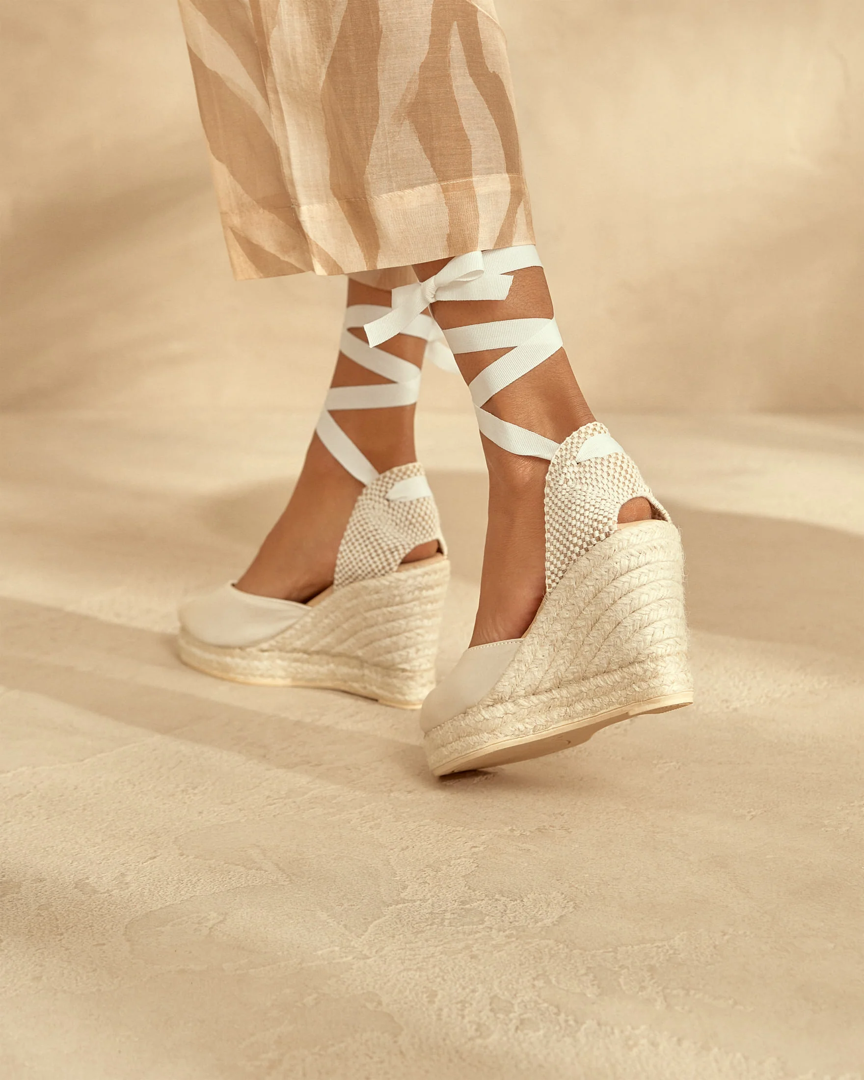 Satin Wedge Espadrilles - L11WV - Love Bridal White - Image 5