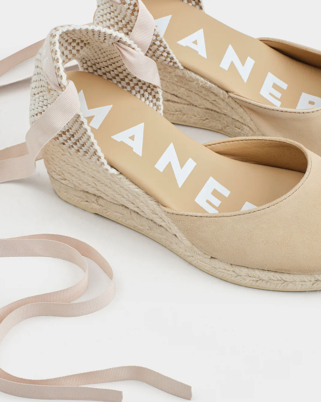 Suede Low Wedge Espadrilles - M11WL - Hamptons Champagne Beige - Image 4