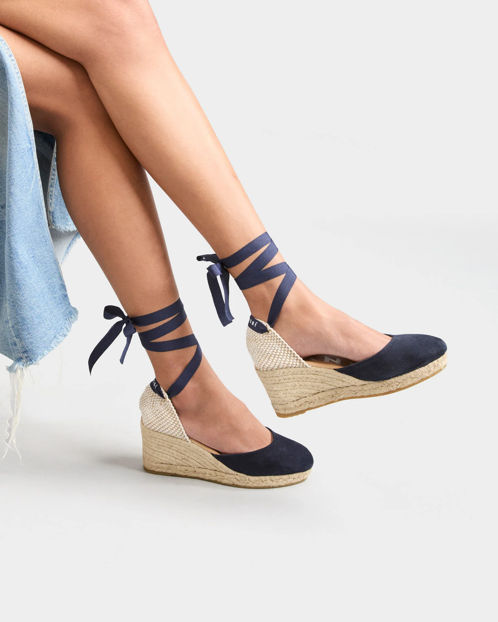 Suede Low Wedge Espadrilles - M15WL - Hamptons Patriot Blue - Image 2