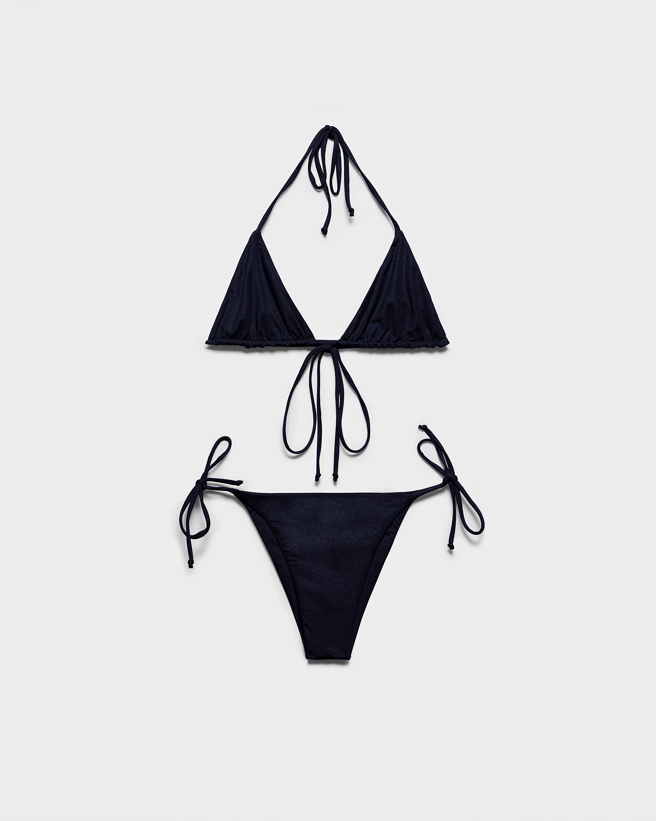 Wet Front Tie Triangle Bikini - R52FT - Soft Touch Vintage Navy