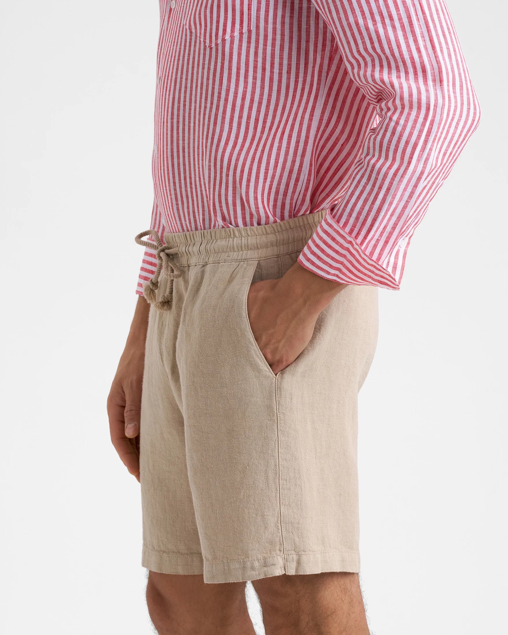 Woven Linen Malibu Shorts - L31ML - Kaki Beige - Image 3
