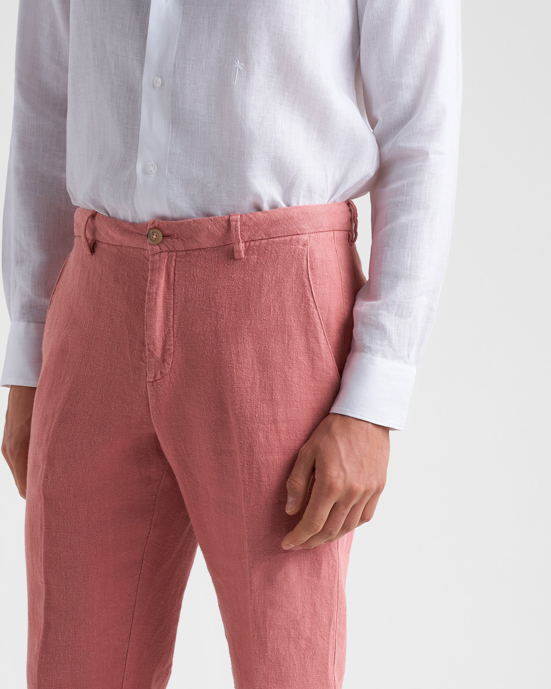 Woven Linen Milano Trousers - L13TY - Brick Dust - Image 3