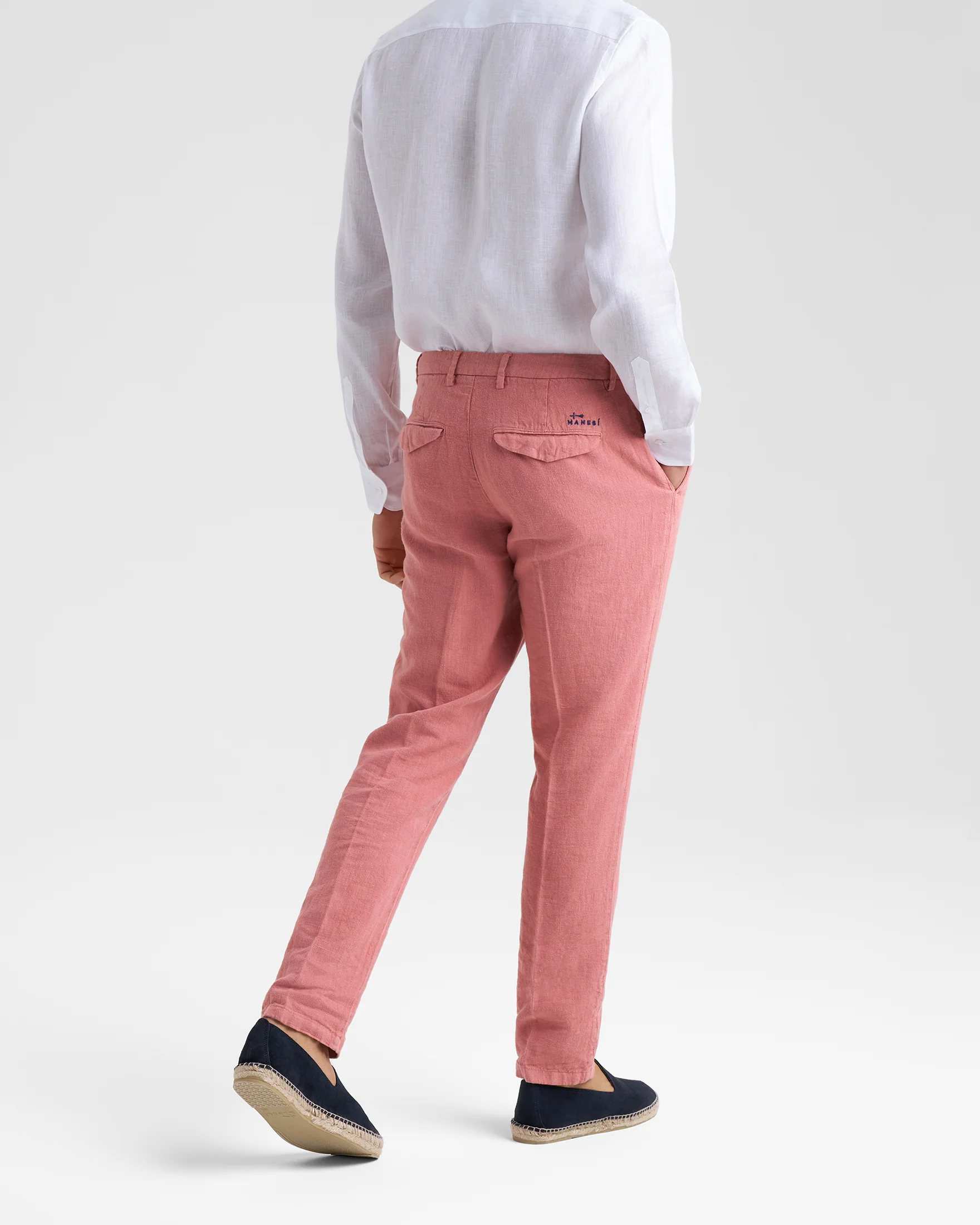 Woven Linen Milano Trousers - L13TY - Brick Dust - Image 4