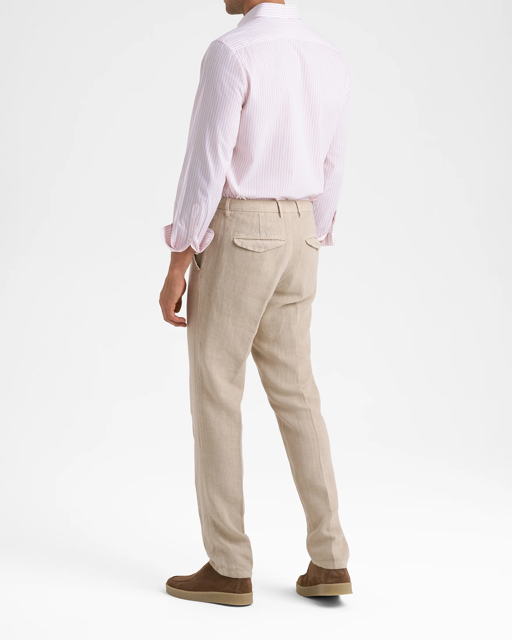 Woven Linen Milano Trousers - L31TY - Kaki Beige - Image 4